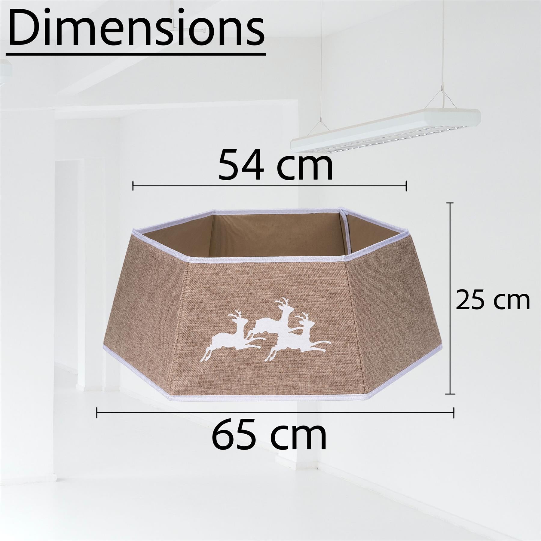 Beige Hexagon Christmas Tree Collar Fabric - Size: Bottom Dia 26.8Inch, Top Dia 20.75Inch,Height 9.8 Inch