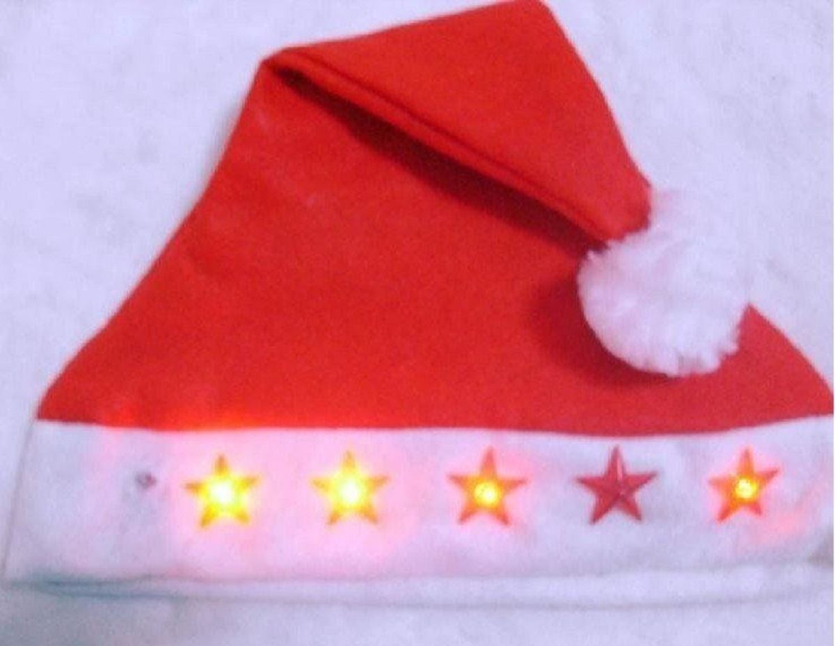 1 X Father Christmas Santa Hat With Flashing Lights Fancy Dress Xmas Fun Party