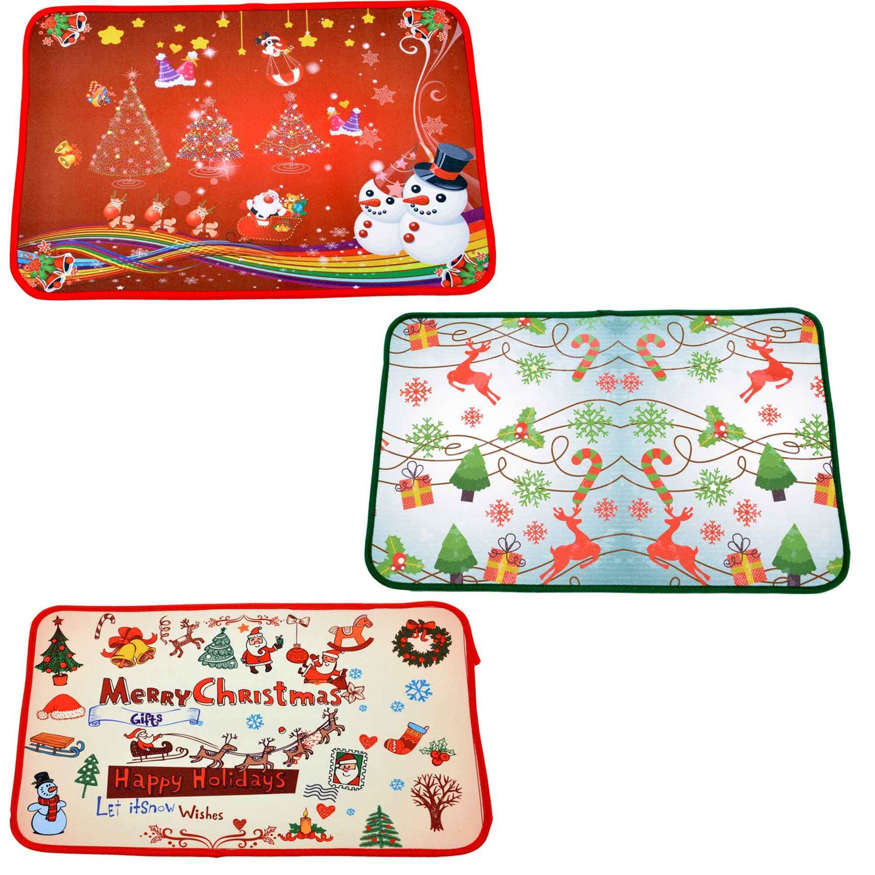 1 Pcs Christmas Door Mats Assorted Santa Xmas Floor Rugs Washable