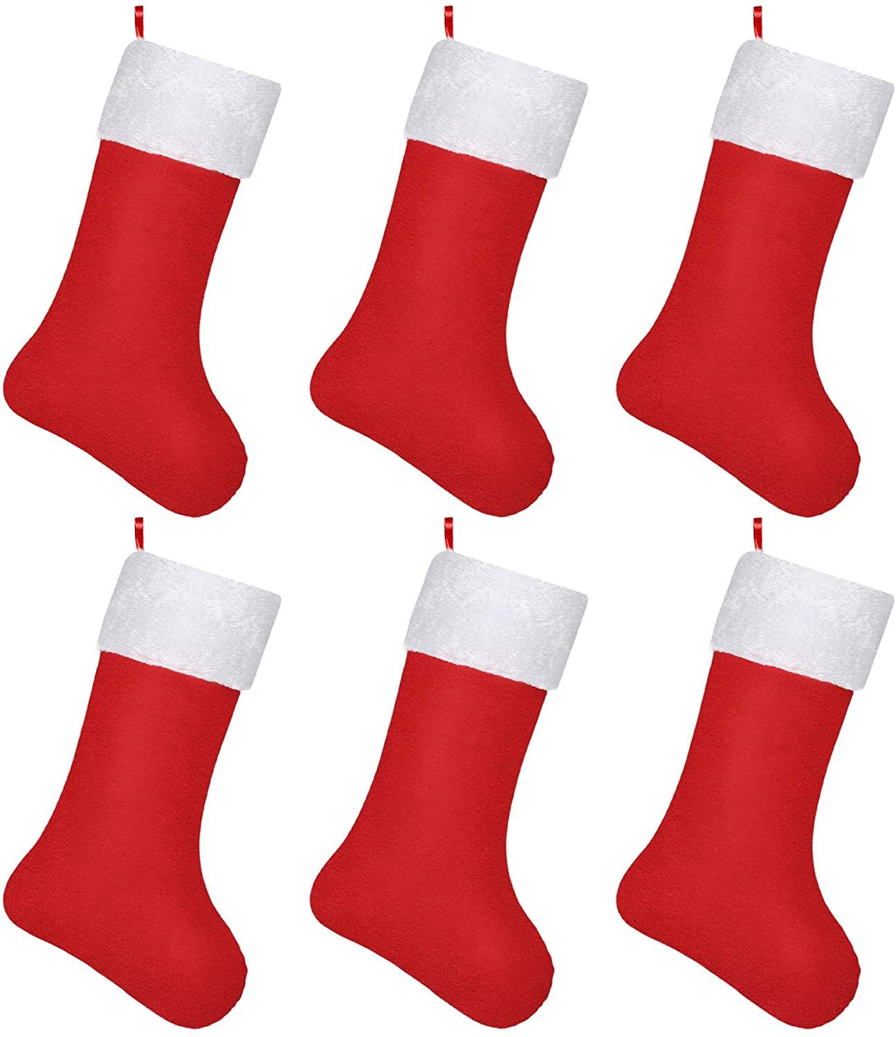 Christmas Santa Stocking Red Felt Hanging Sack Xmas Gift Present Bag Traditional