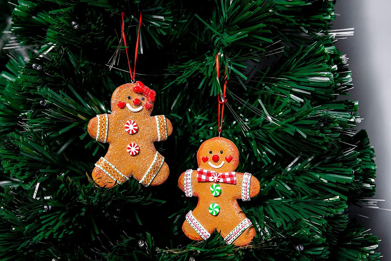 Christmas Hanging Decoration 12Pcs Ceramic Gingerbread Couple