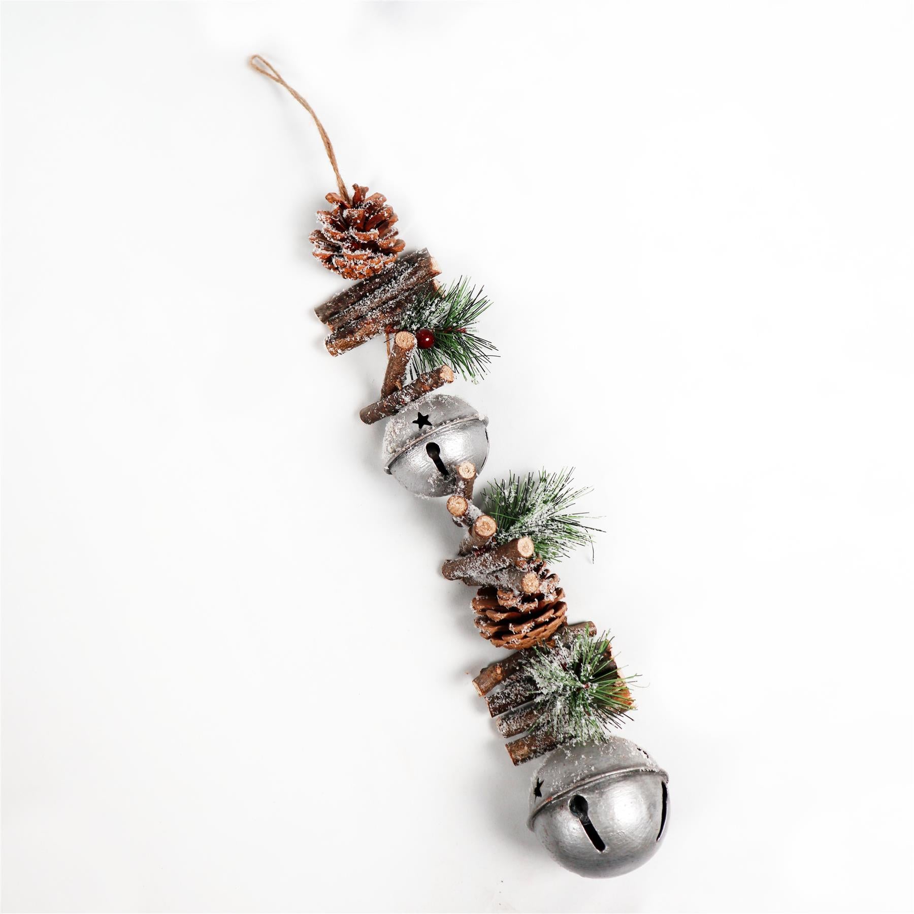 50Cm Garland Hanging Decoration With Silver Double Bells