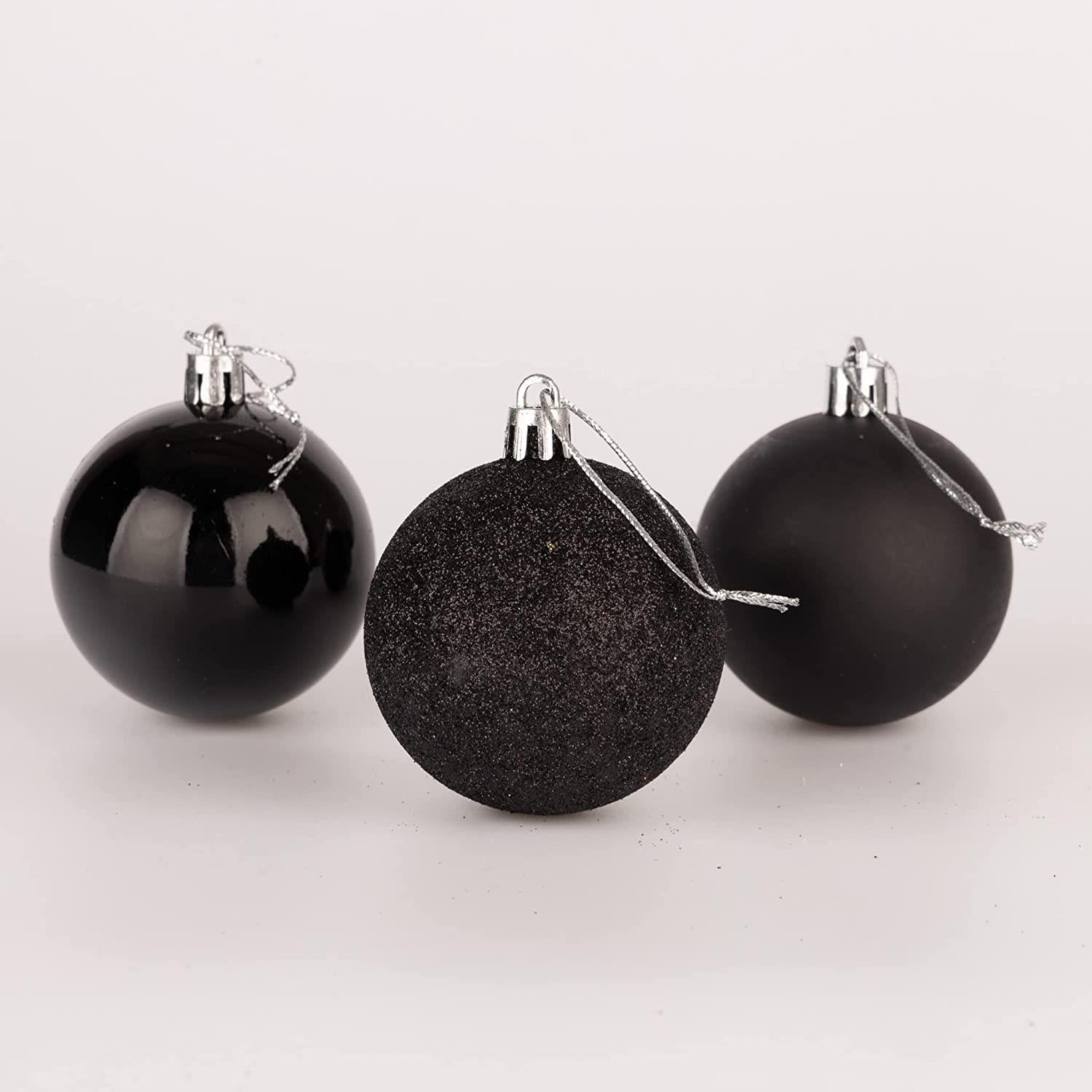 Baubles Black 6Cm-6Pcs Set -Pvc