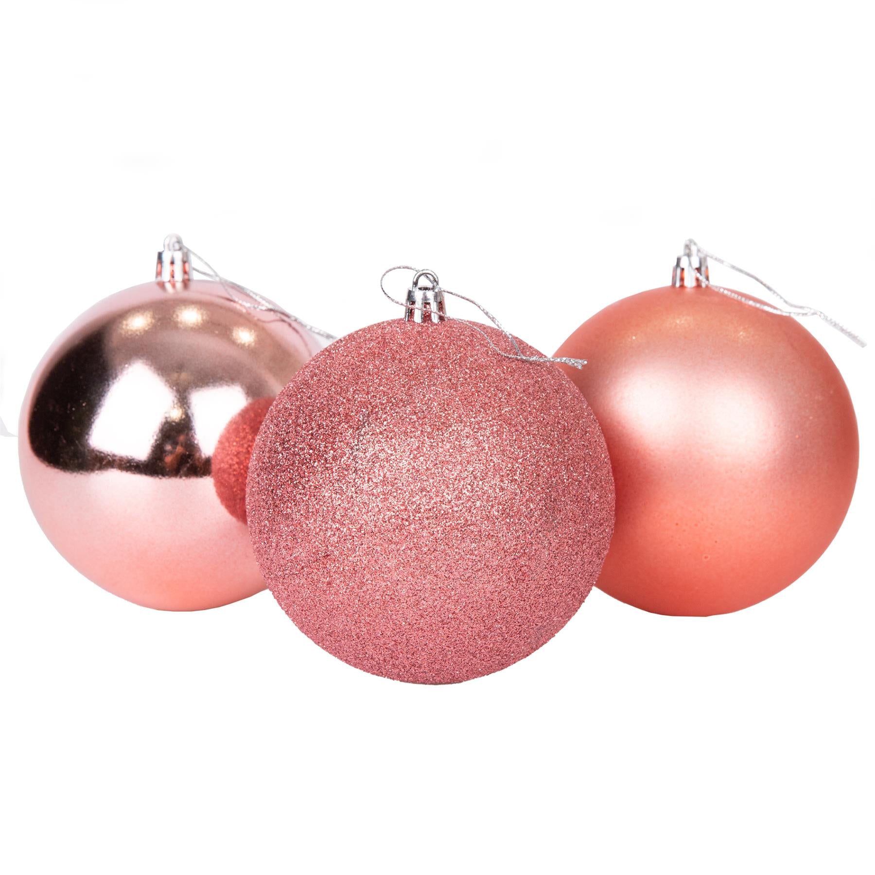 Baubles Rose Gold 10Cm 3Pcs Set Pvc