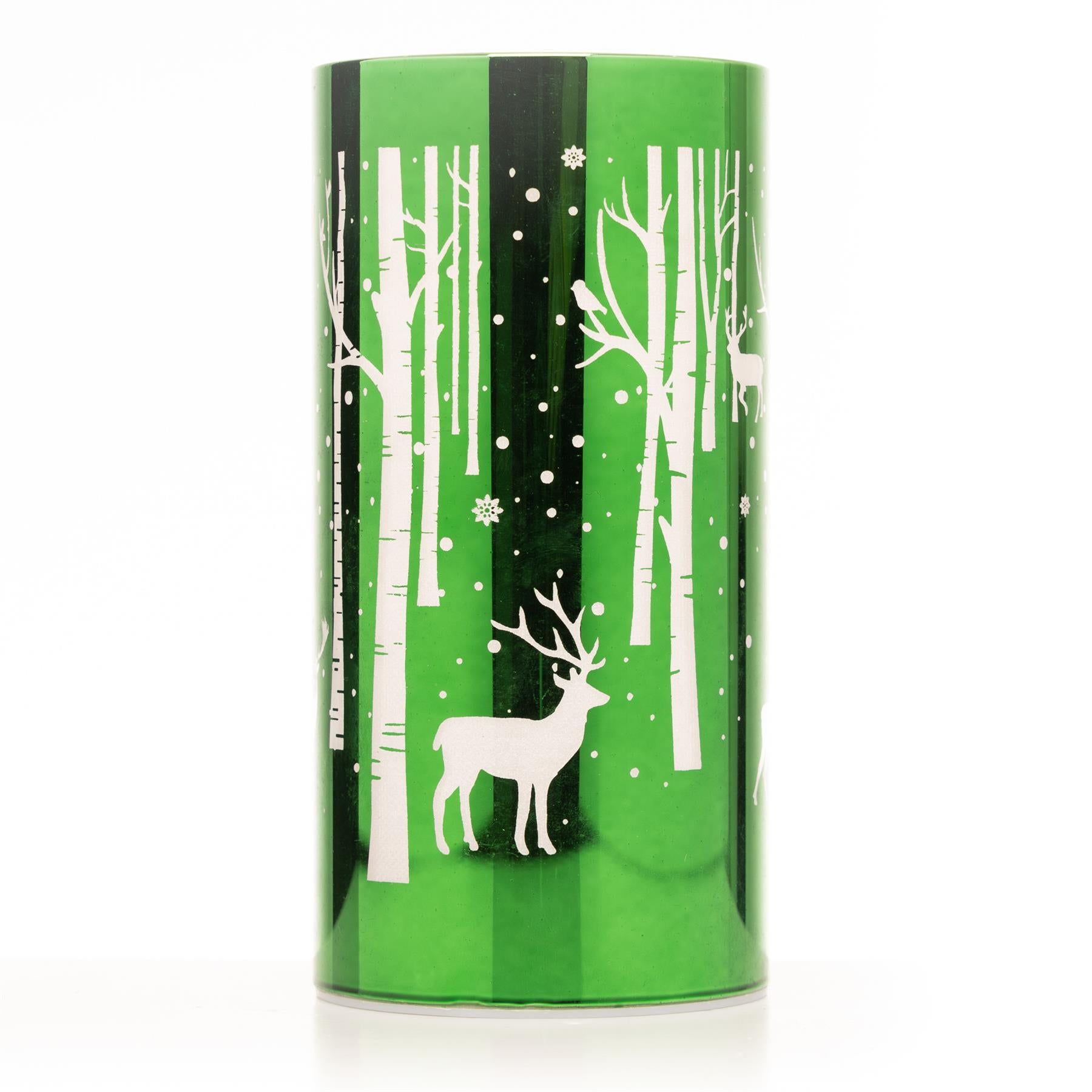 18Cm Christmas Decorated Vase Table Deer Scene Green