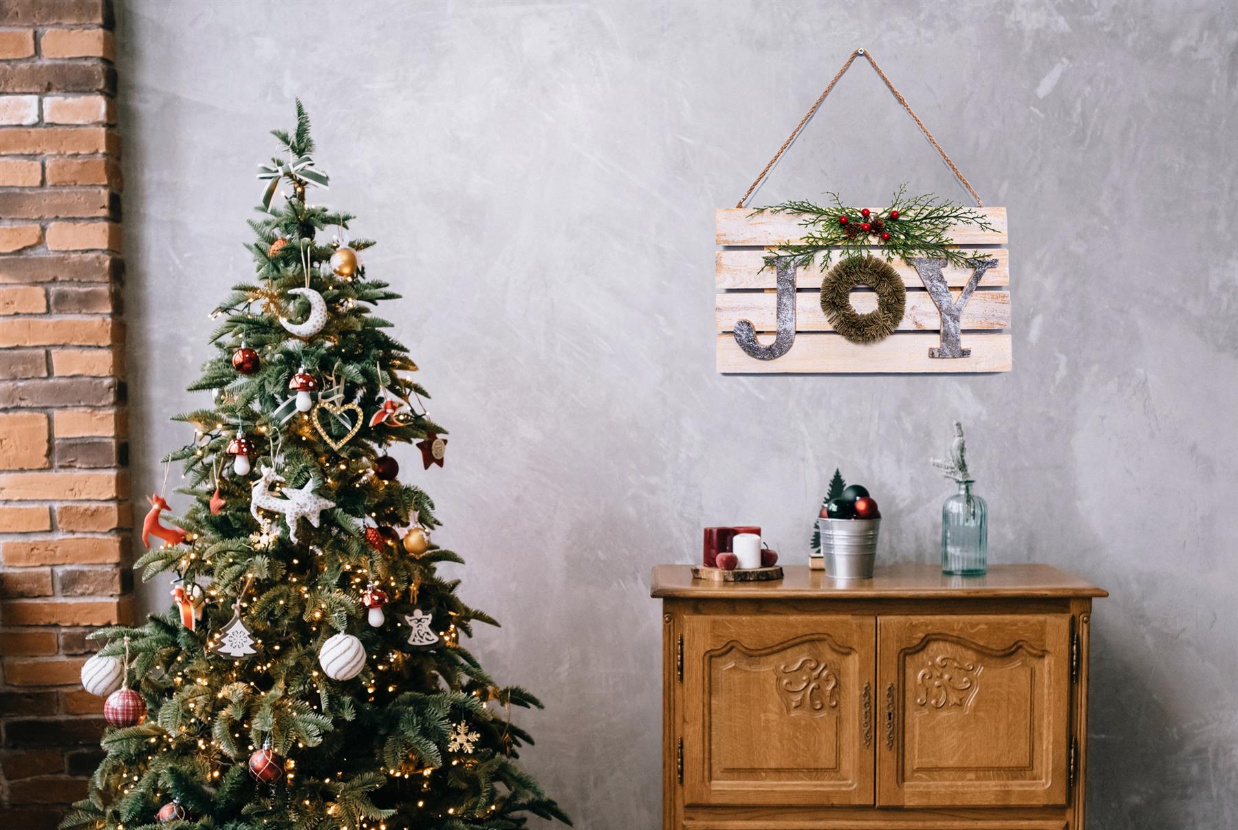 20X40Cm Wooden Joy Letters Sign Christmas Wall Frame Decoration