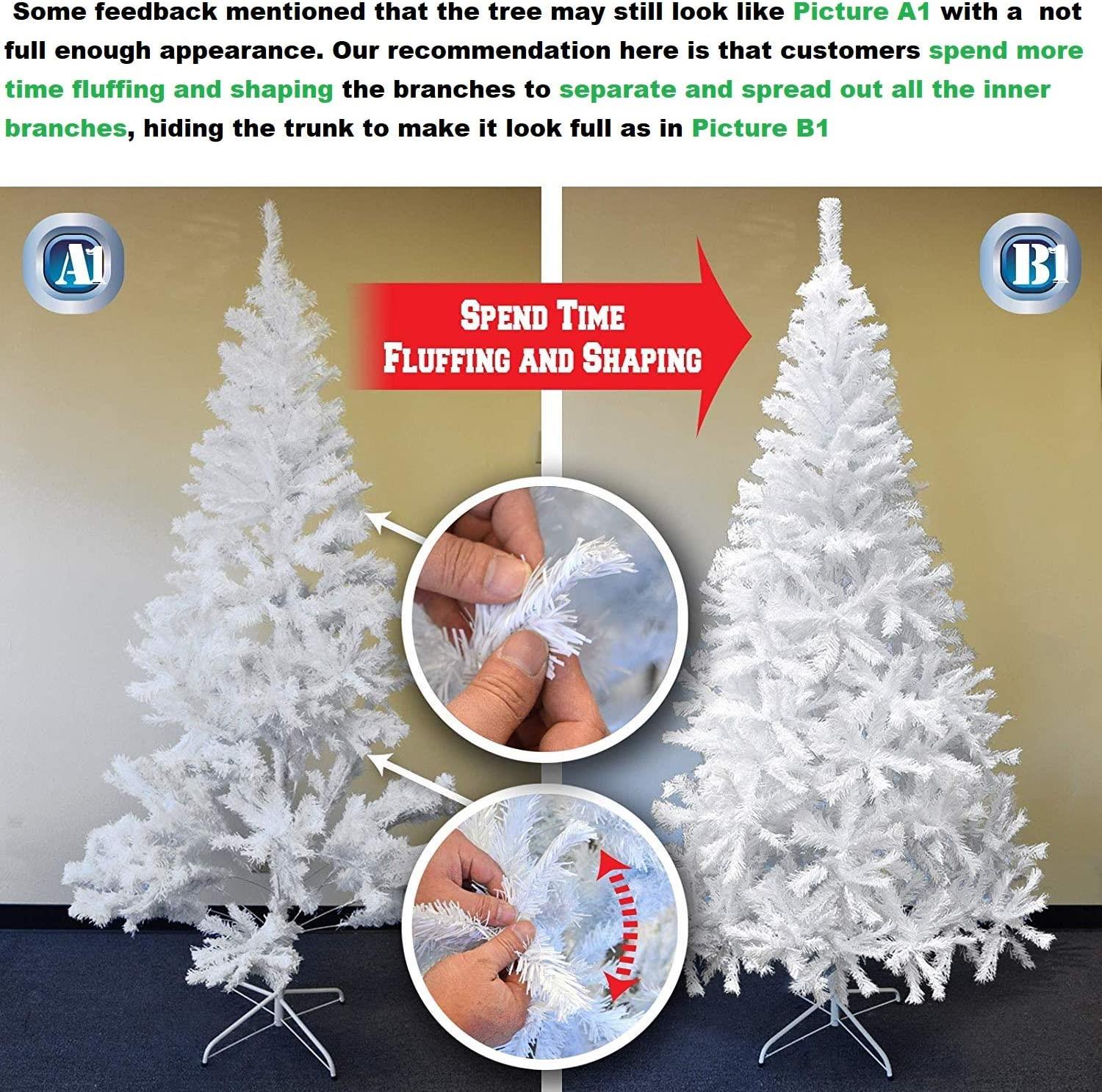 7FT Christmas Tree Xmas White Artificial Bushy Pine Outdoor Xmas Home Decoration