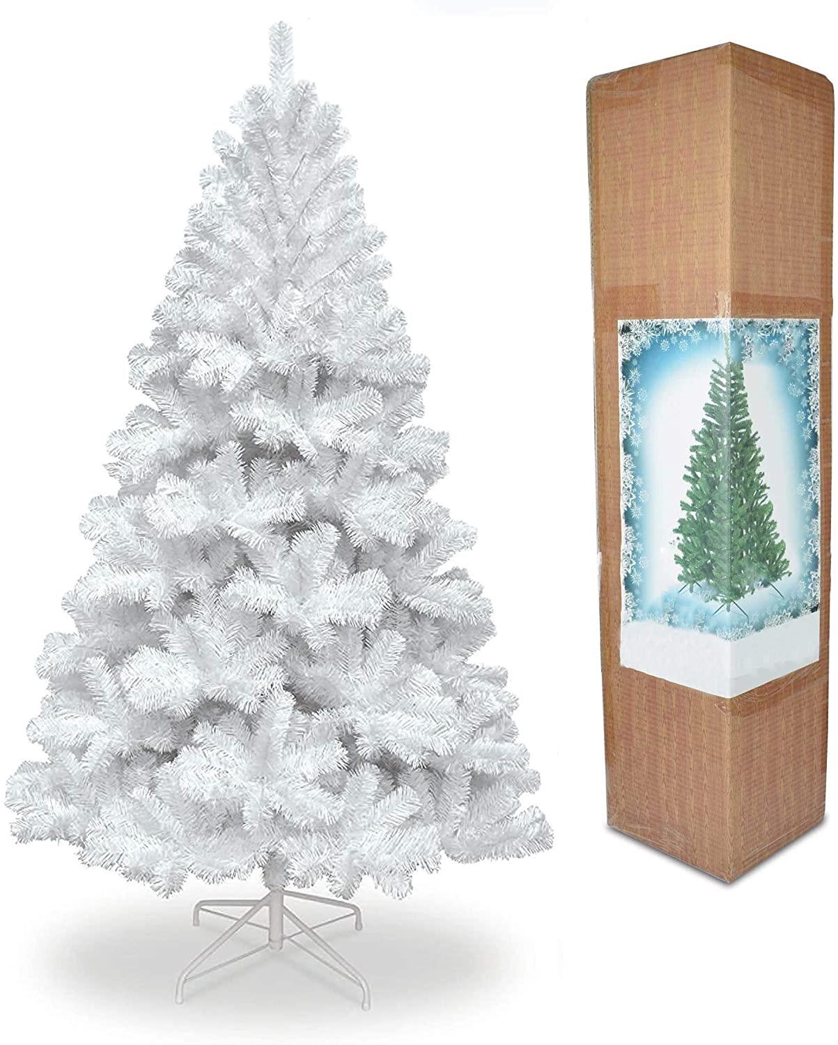 7FT Christmas Tree Xmas White Artificial Bushy Pine Outdoor Xmas Home Decoration