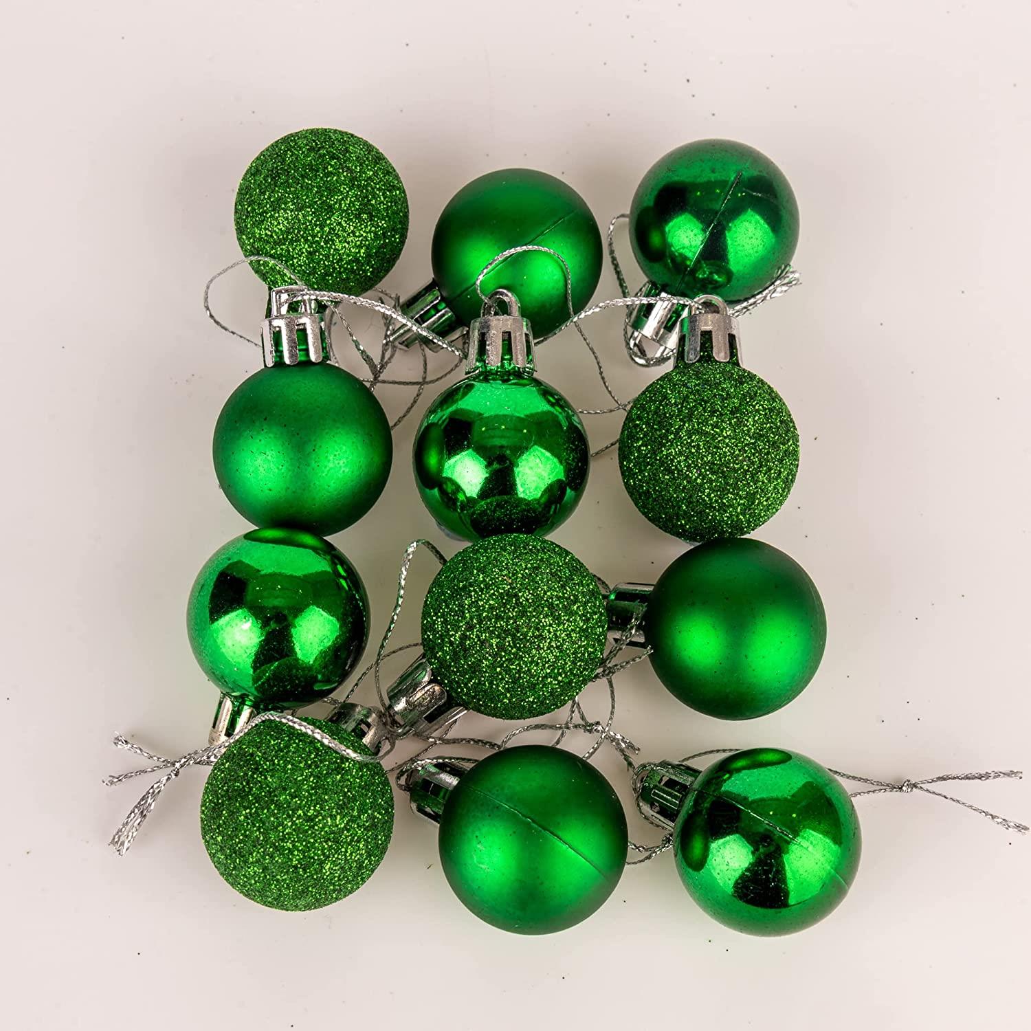 Baubles Dark Green 3Cm 12Pcs Set Pvc