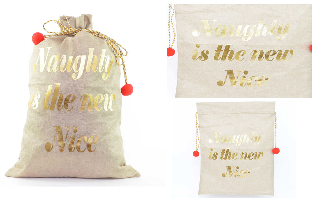 10 Pcs Santa Sack Naughty Is The New Nice Christmas Accessories Brown Bag 72X50Cm