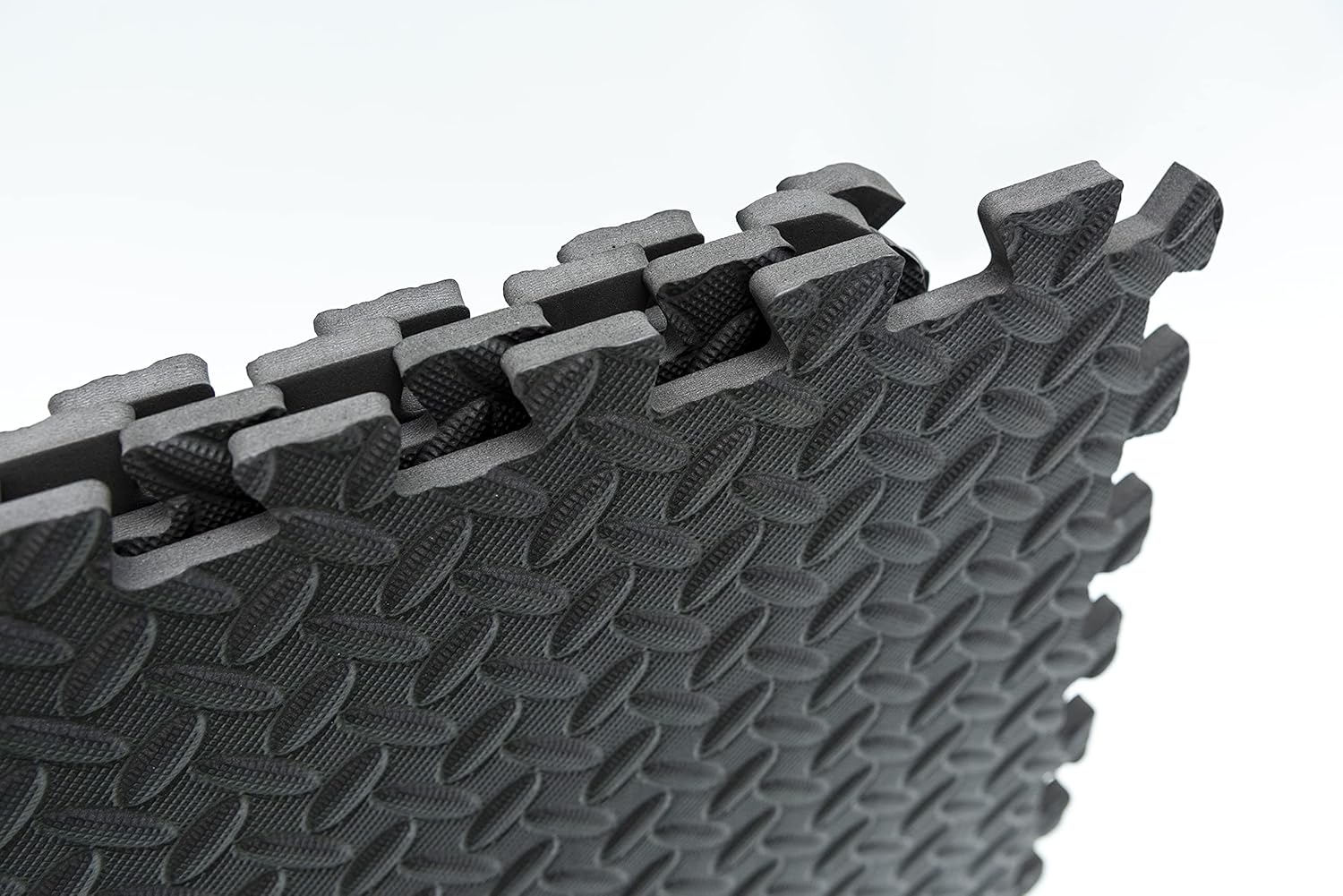 Black Gym Flooring Puzzle Mat - 20 Interlocking EVA Floor Tiles (60x60x1.1cm) - Non-Slip Rubber Cushion for Home Workout & Yoga