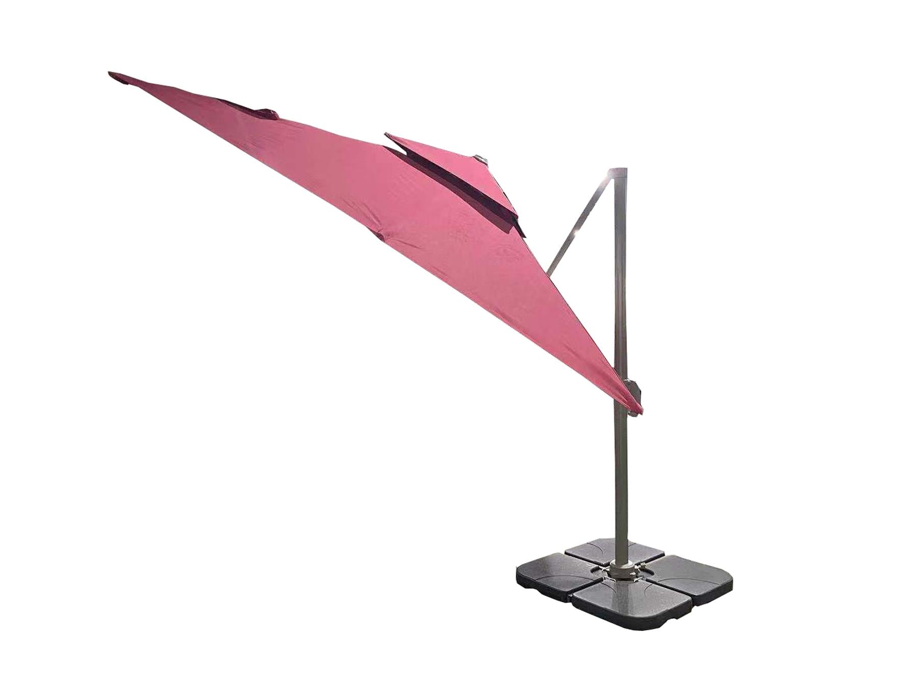 3m Patio Offset Parasol Double Top Square Cantilever Umbrella 360° Rotation Burgundy