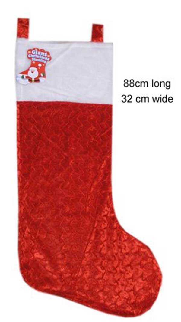 1 Giant Red Velvet Christmas Stocking 88Cm Long Traditional Style Stocking