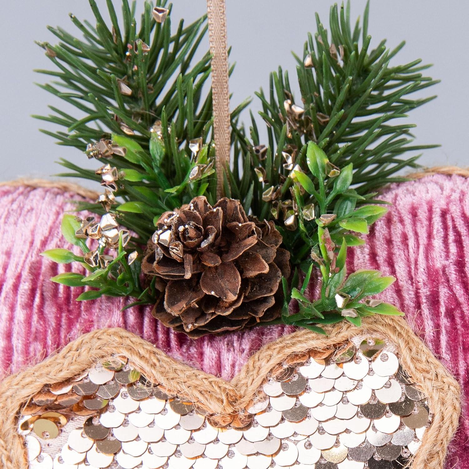 16.5Cm Pink Heart - 3Pcs Christmas Hanging Decorations