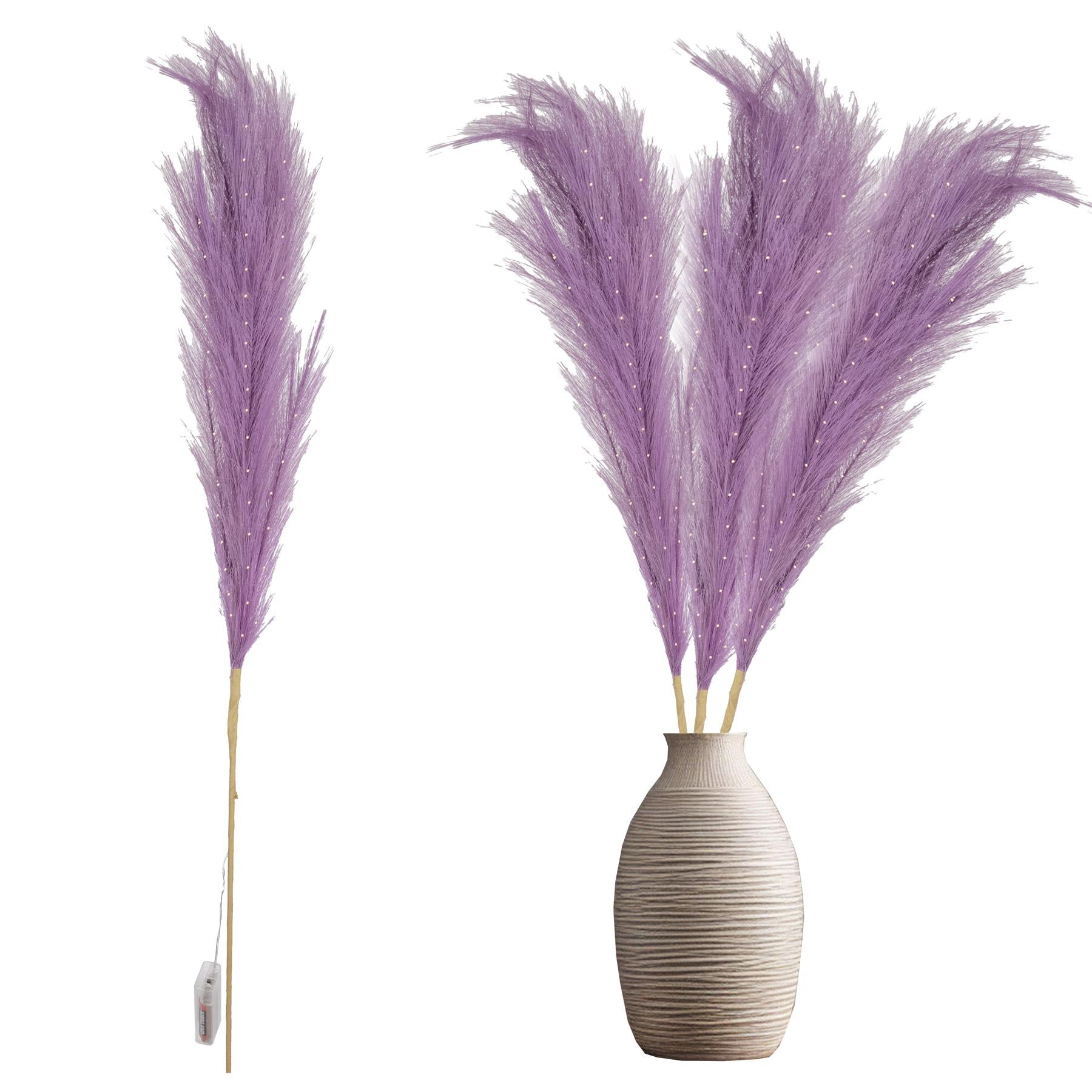 100Cm B/O Pampas Grass Purple W/ 30 Ww Leds
