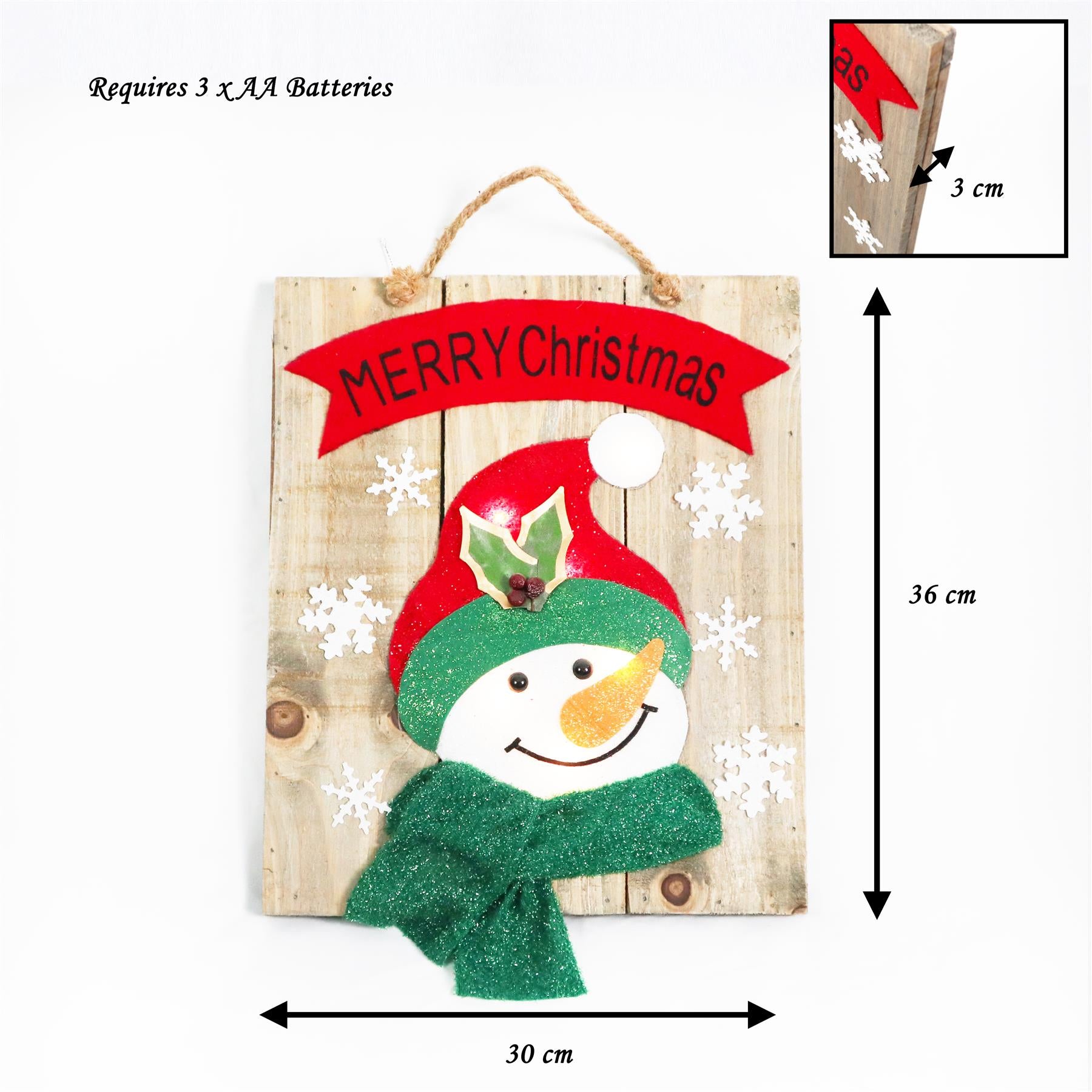 Wooden Hanging Frame Decor Snowman 30X3X36H
