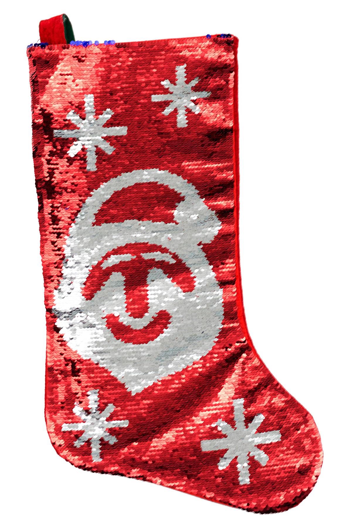 2 In 1 Sequin Christmas Santa Sack Stocking Bags Gifts Present Xmas Toy 55Cm
