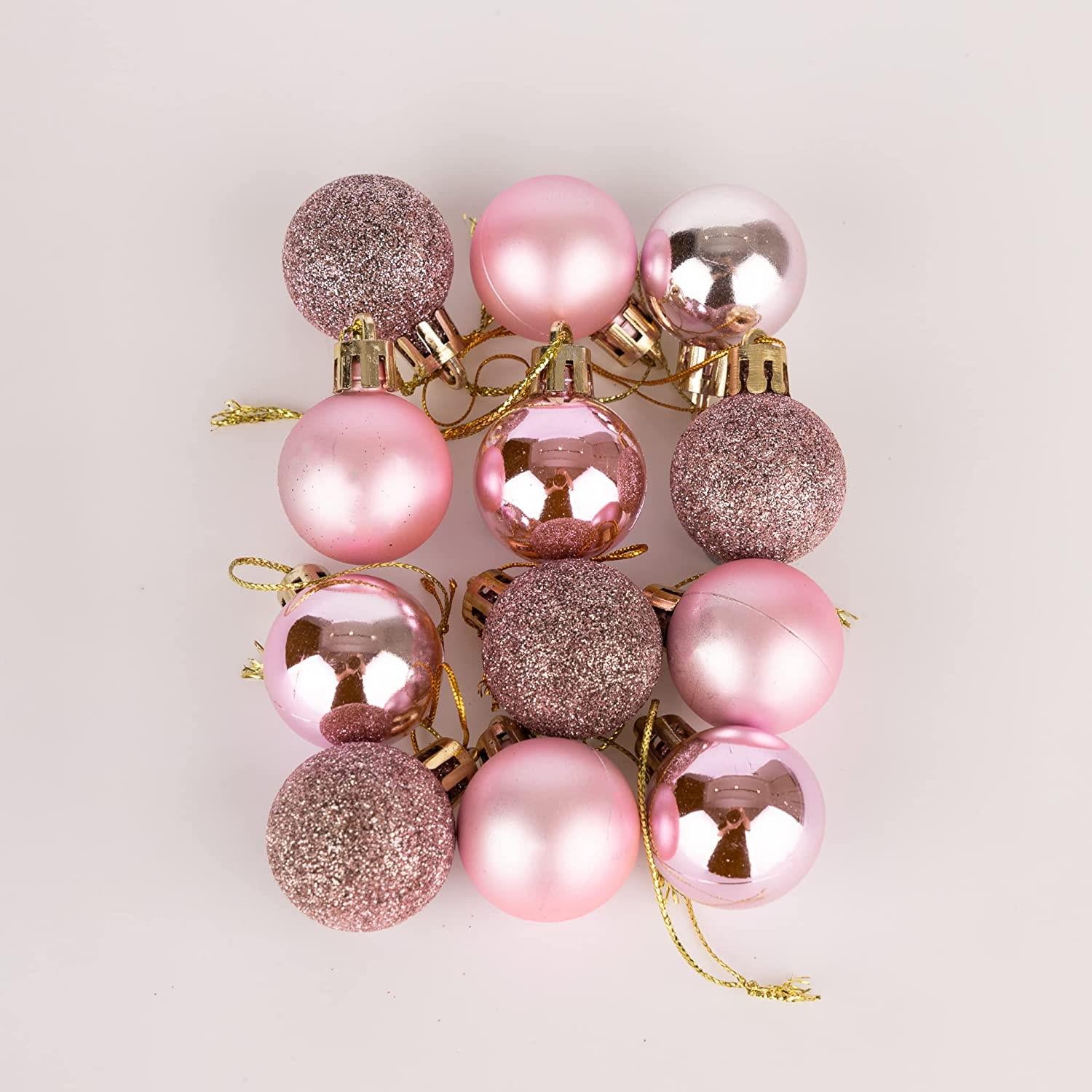 Baubles Pale Pink 3Cm 12Pcs Set Pvc
