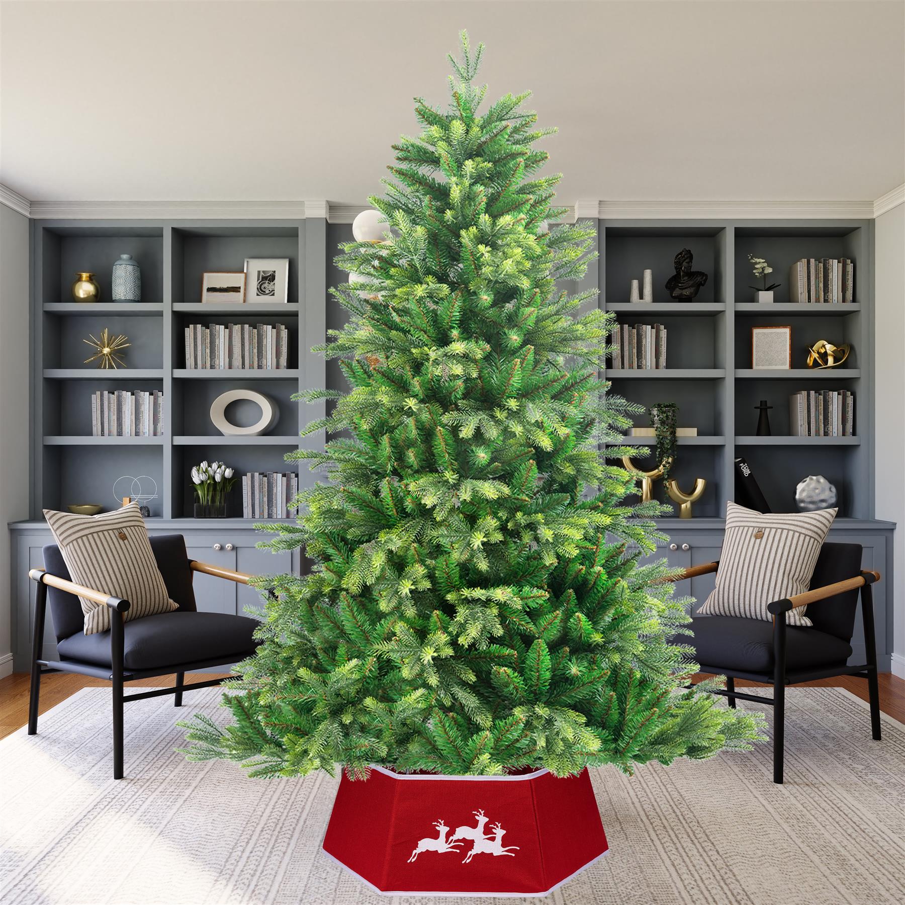Red Hexagon Christmas Tree Collar Fabric - Size: Bottom Dia 26.8Inch, Top Dia 20.75Inch,Height 9.8 Inch