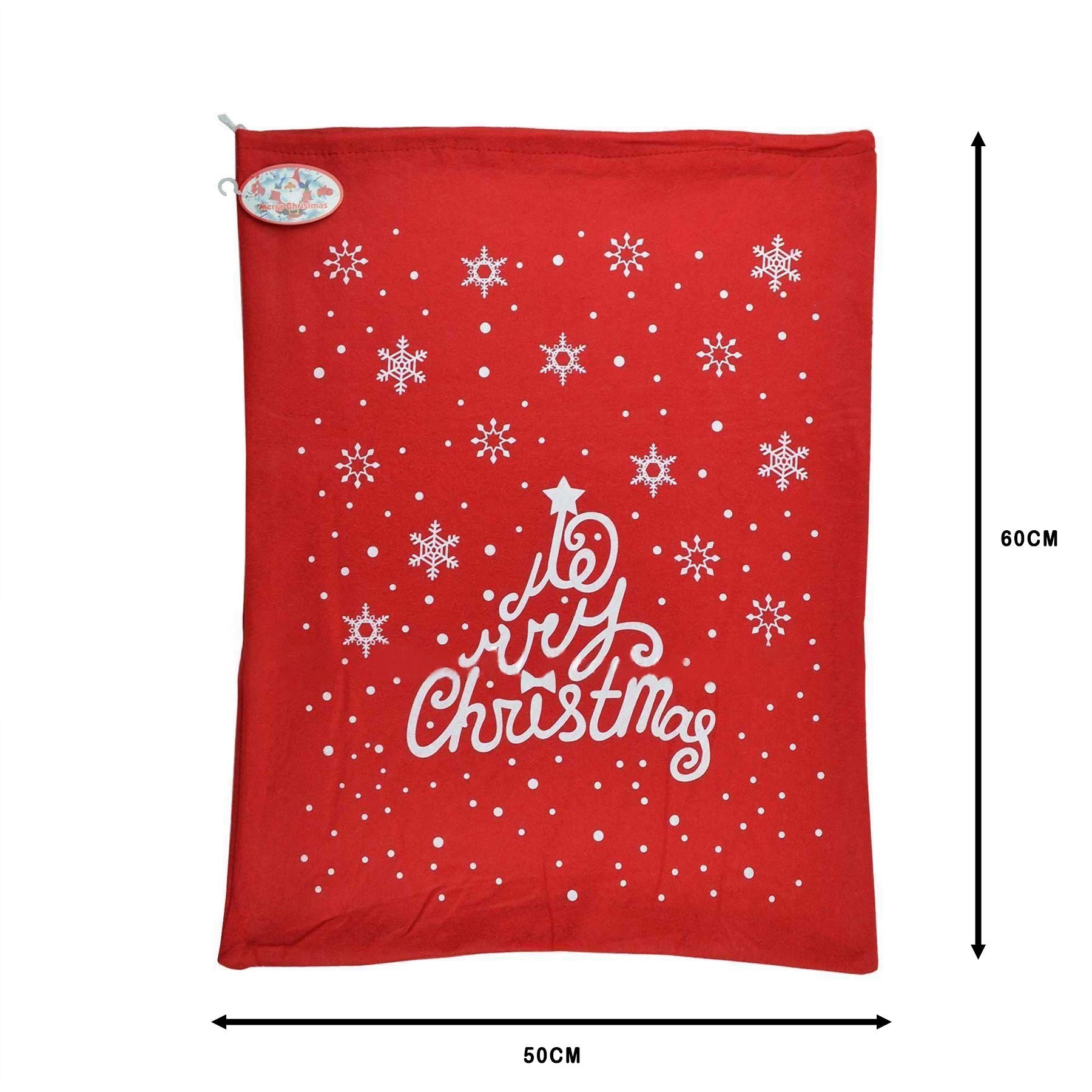 1 Father Christmas Santa Sack Stocking Socks Gifts Bag Red Felt Xmas Accessories