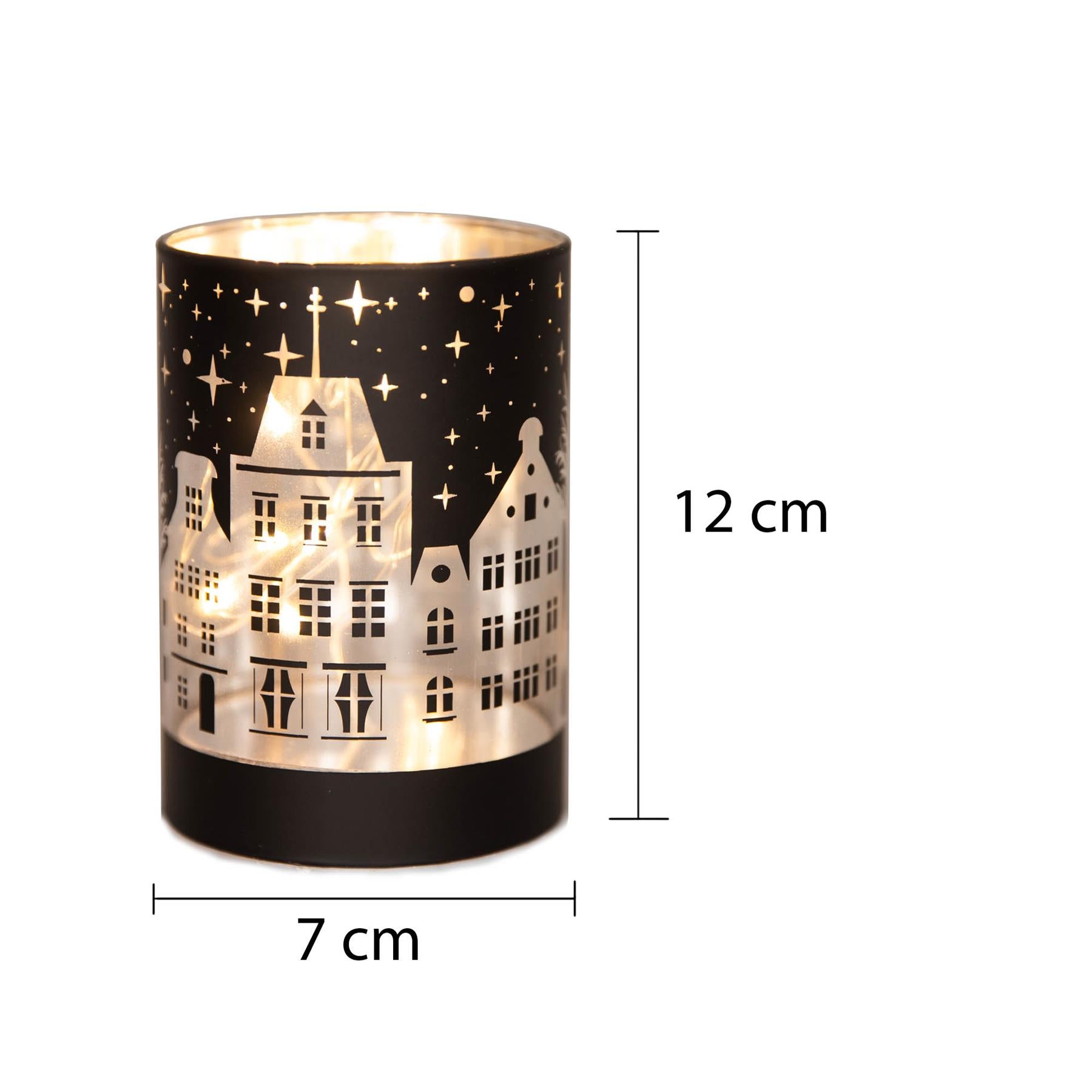 12Cm Christmas Decorated Vase Led Deep Blue Glass Vase / Village