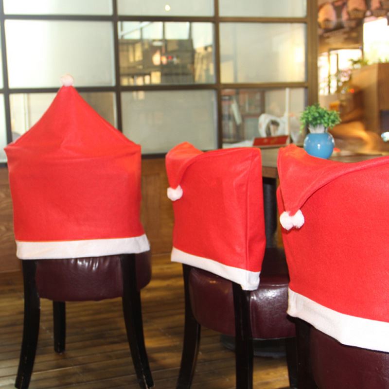 1Pcs Christmas Chair Cover Santa Hat Xmas Party Dinner Seat Cover Xmas Decor