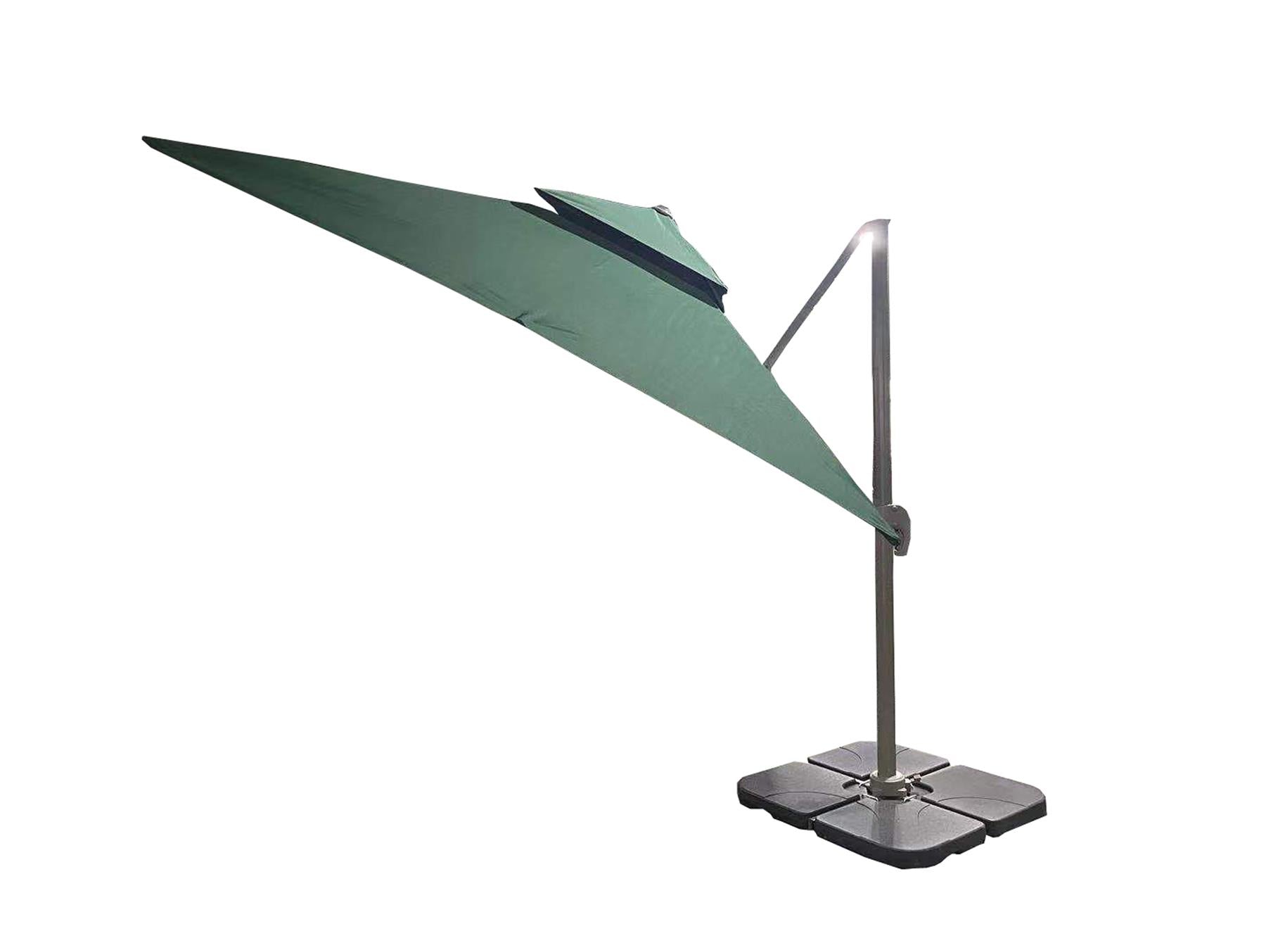 3m Patio Offset Parasol Double Top Square Cantilever Umbrella 360° Rotation Green