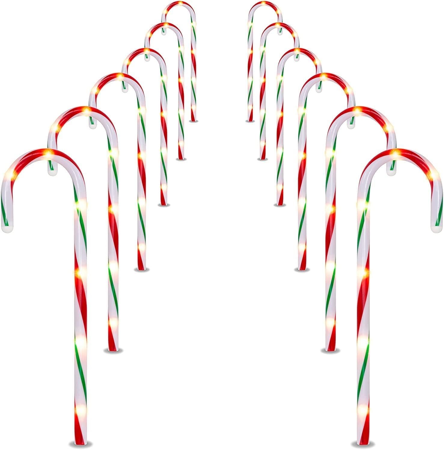 4Pcs Set Led Candy Cane Stake Red, White & Green Stripes 72Cm