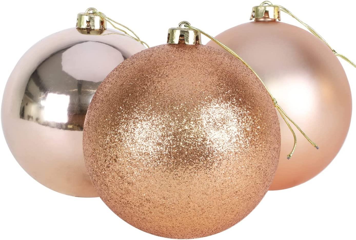 Baubles Rose Gold 6Cm 6Pcs Set Pvc