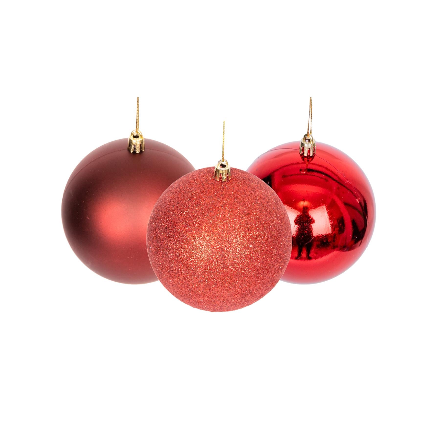 Baubles Dark Red 6Cm-18Pcs Set -Pvc