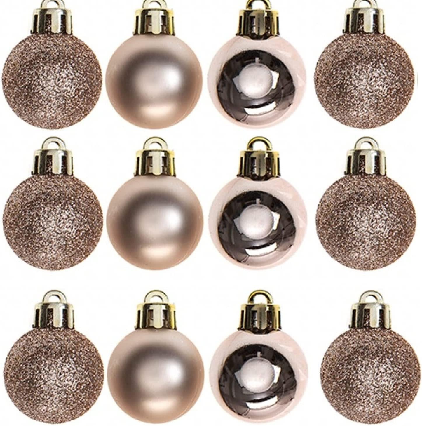 Baubles Rose Gold 3Cm 12Pcs Set Pvc