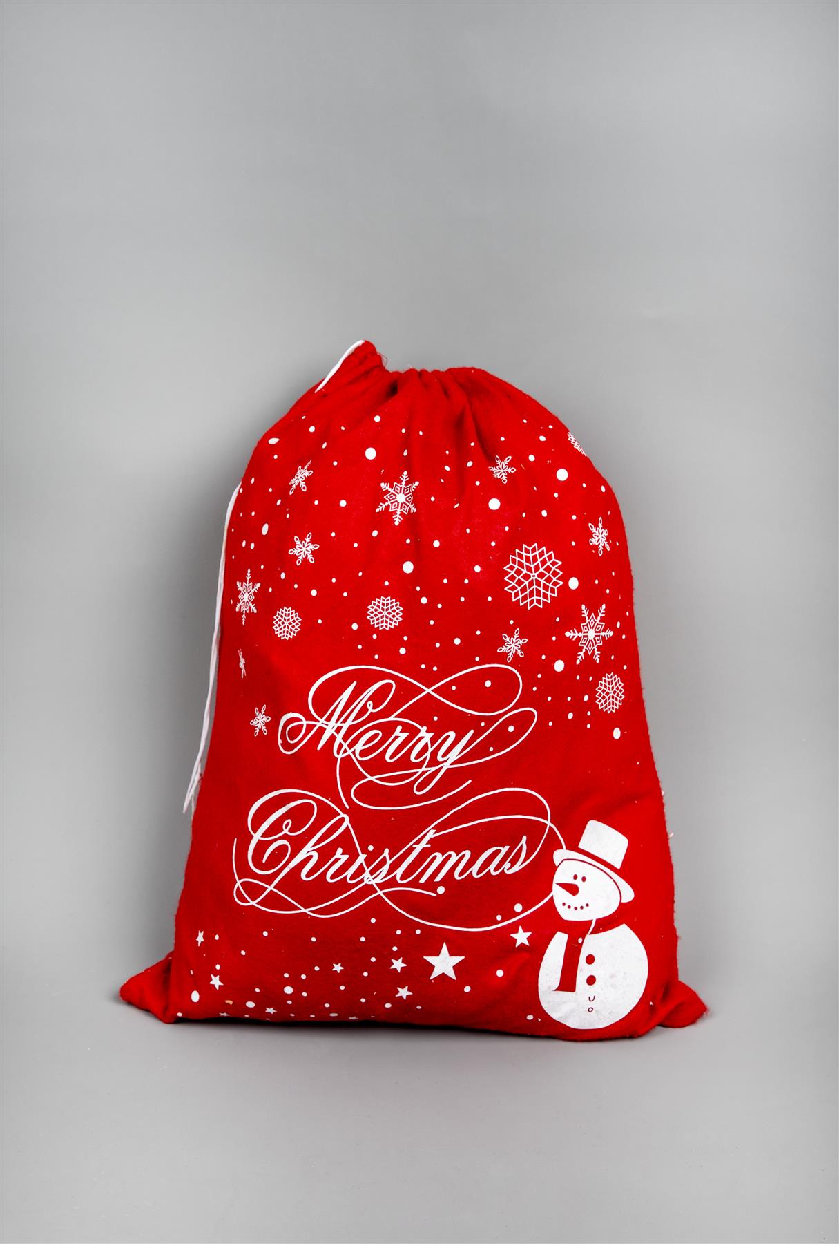 1 Christmas Santa Sack Stocking Sock Gifts Bag Xmas Accessories Snowman Snowflake