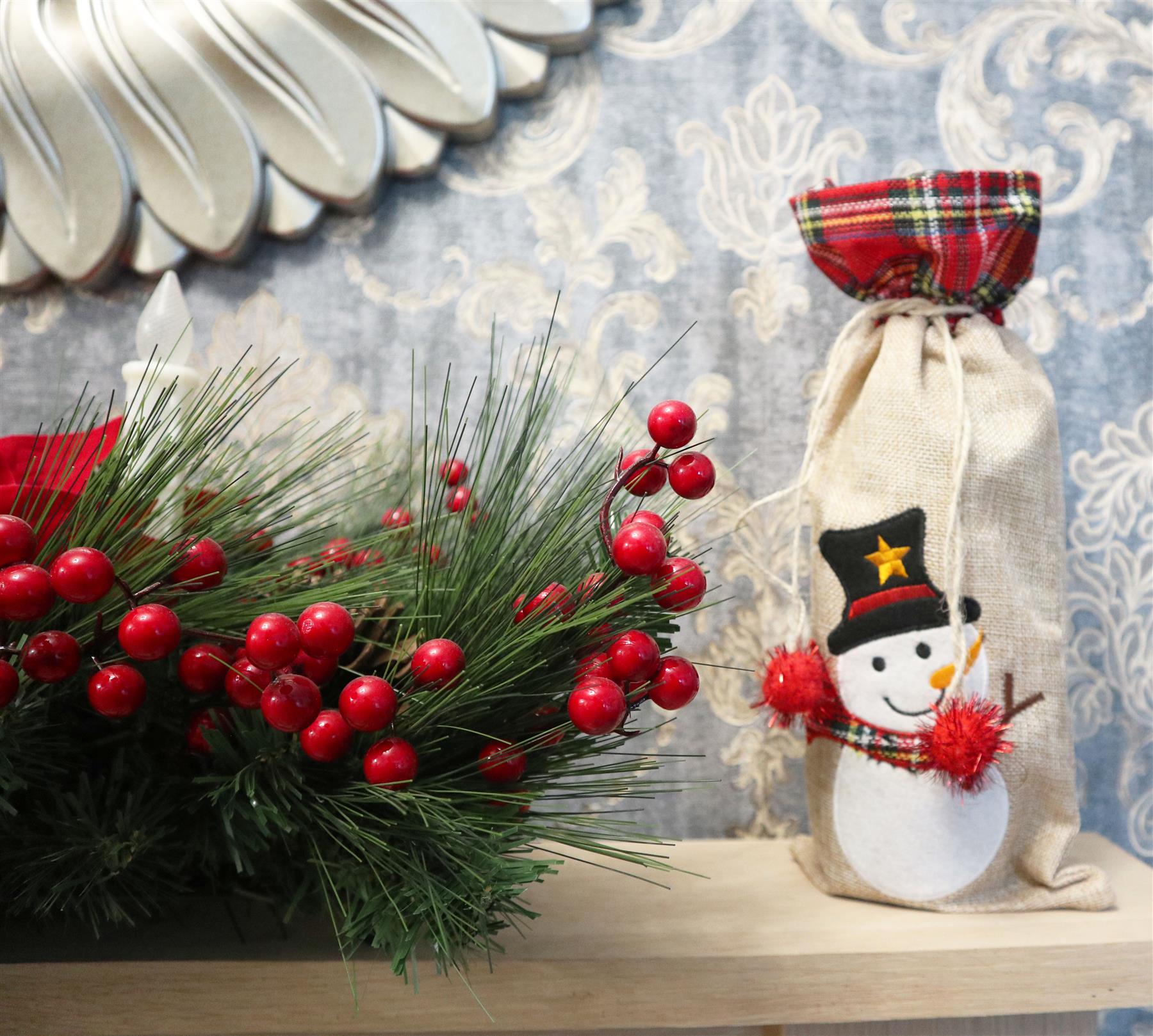 Christmas Wine Bottle Cover Snowman 15X35Cm