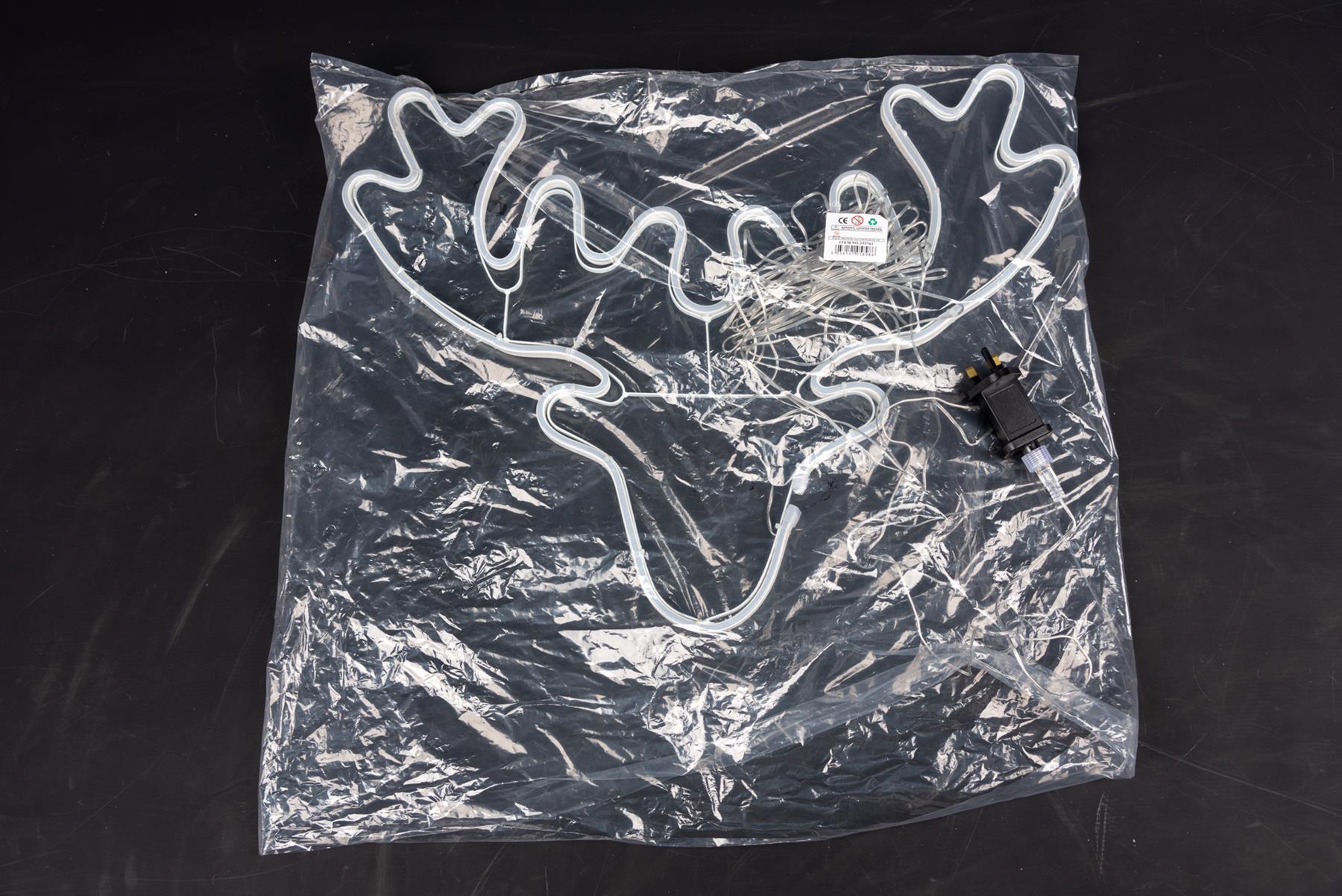 Stag Head Rope Light Silhouette-Cool White 46 X 65Cm