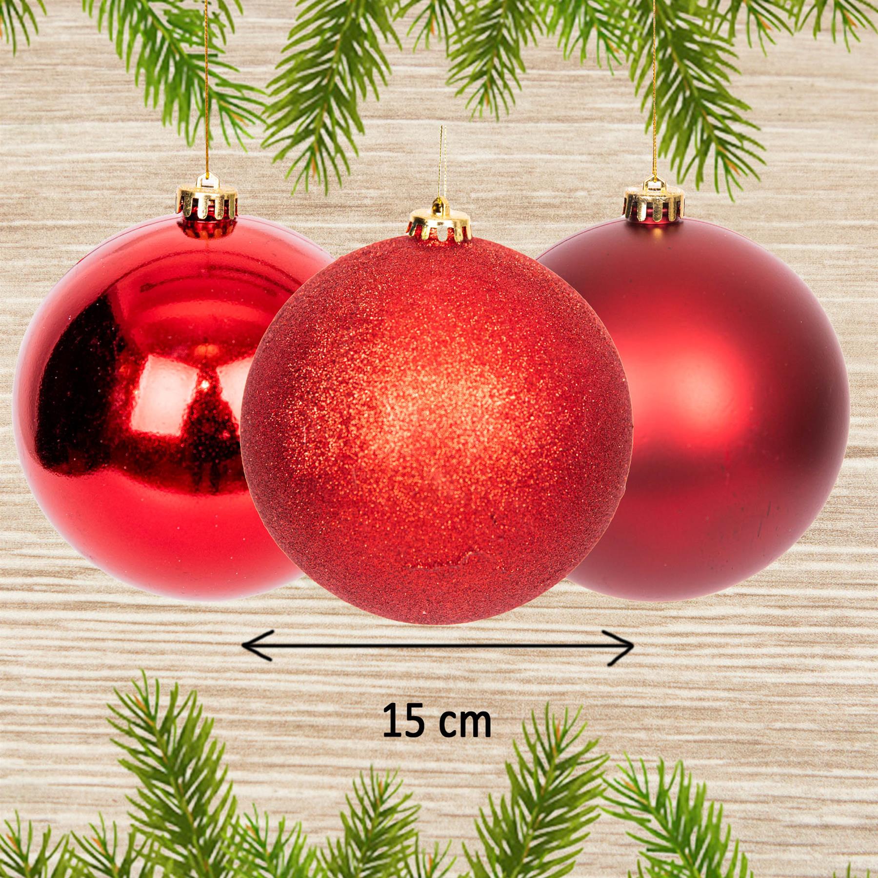Baubles Dark Red 15Cm-3Pcs -Pvc