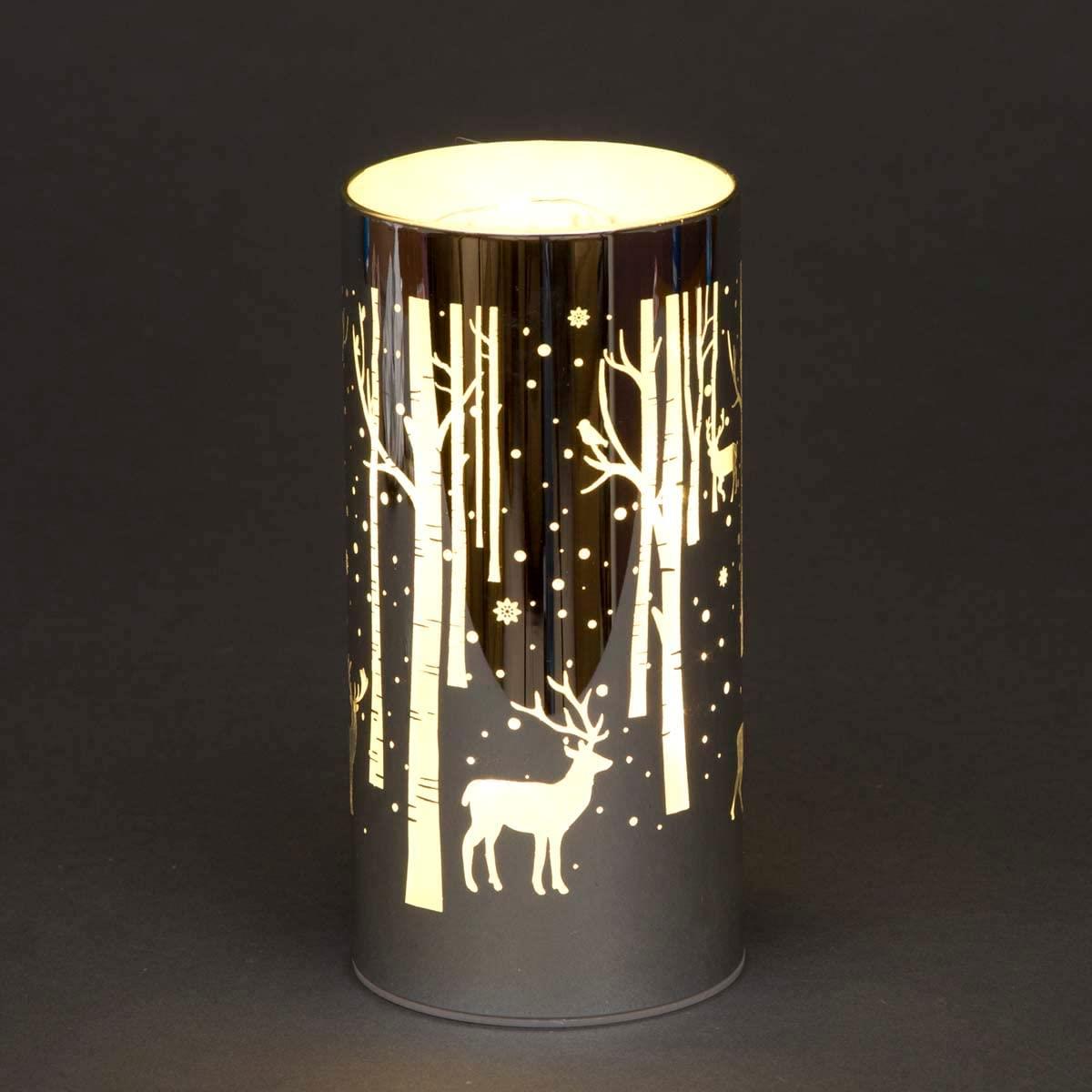 18Cm Christmas Decorated Vase Table Deer Scene Silver