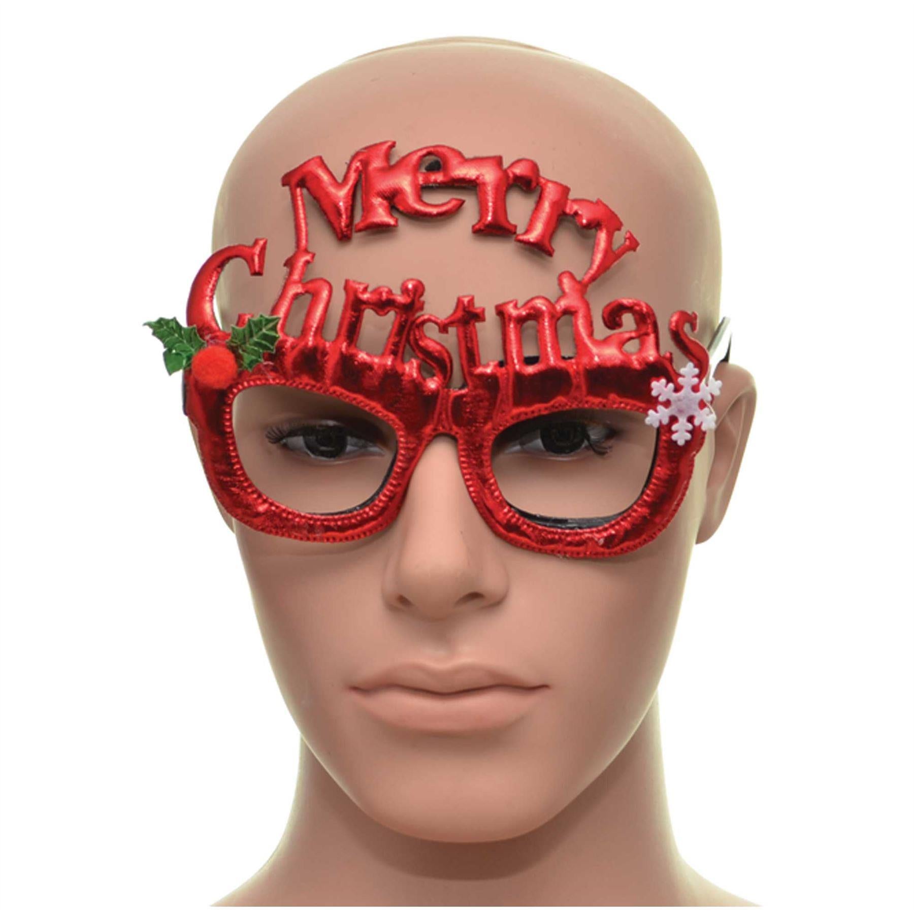 Red Merry Christmas Glasses One Size Specs Fancy Xmas Dress Novelty Sunglasses Party Accessories