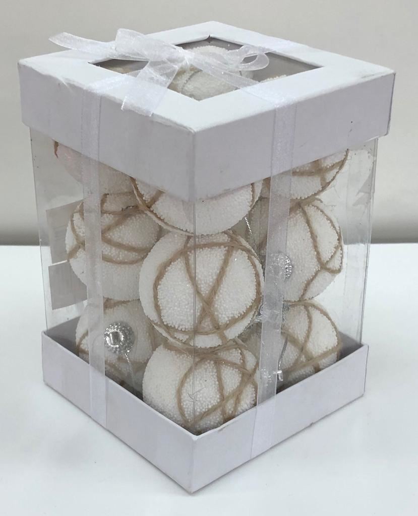 12 White Christmas Tree Decorations Baubles Soft Foam Xmas Home Decor 4 Cm