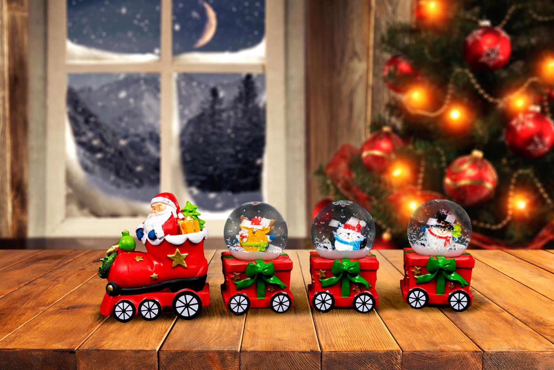 Novelty Train Set Christmas Snow Globe Xmas Home Decor Decorations