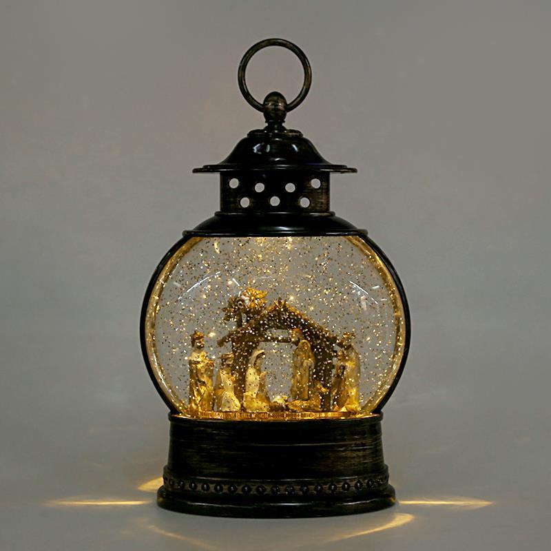 Light Up Nativity Lantern Snow Globe Christmas Home Decoration