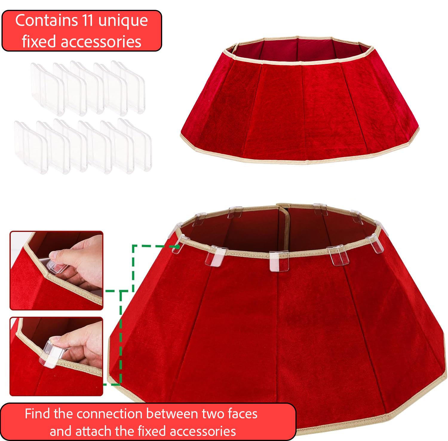 Red Diomand Shape Christmas Collar Fabric - Size: Bottom Dia 26.8Inch, Top Dia 17.3Inch,Height 9.8Inch