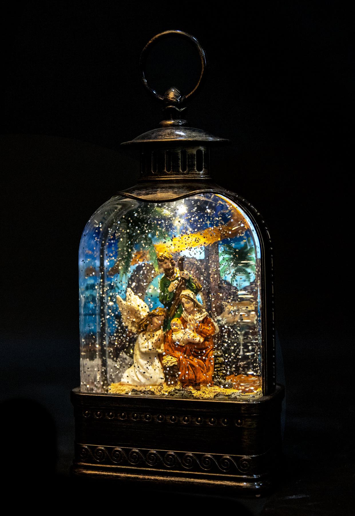 Christmas Nativity Scene Snow Globe Lantern 24X12.8X7Cm