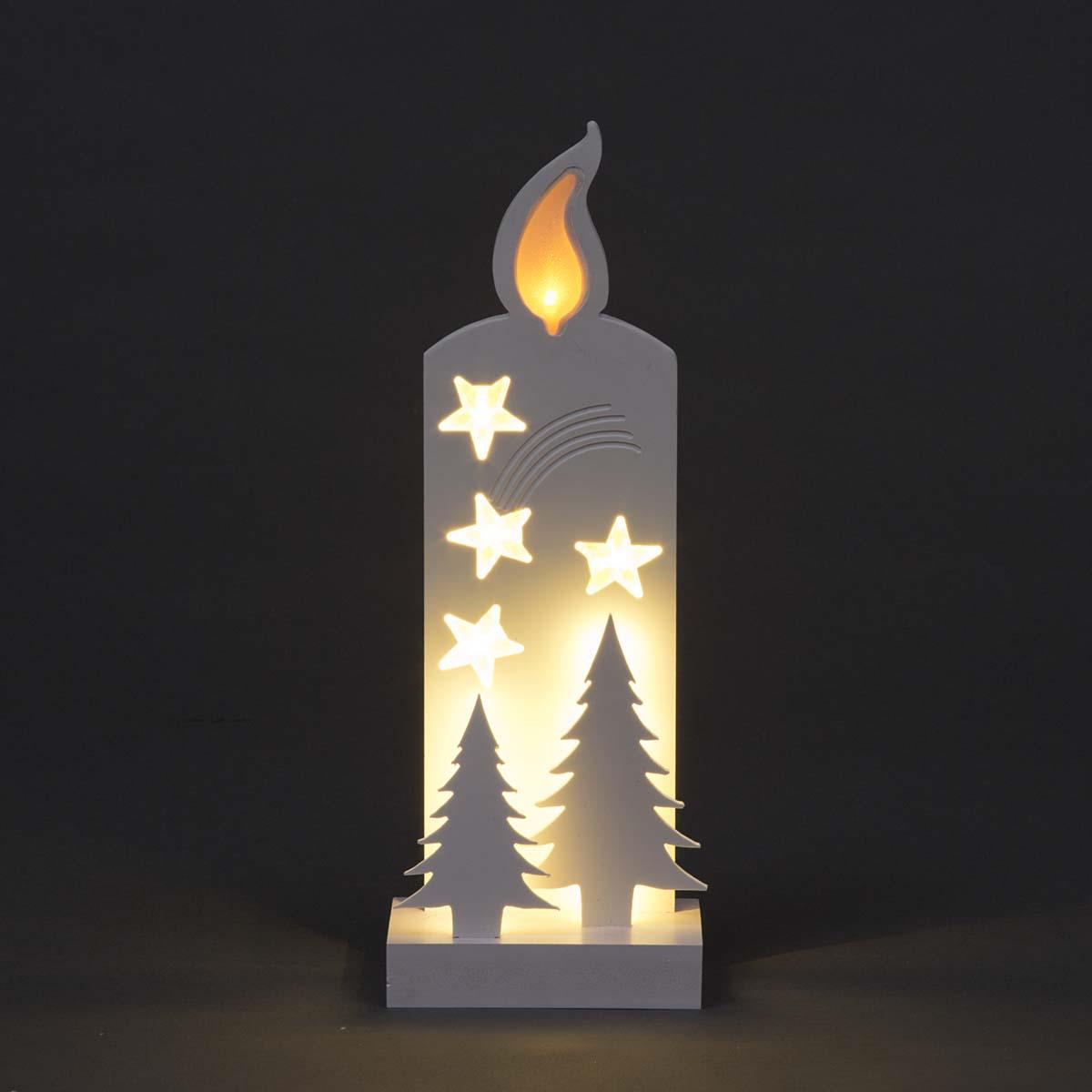Wooden B/O Led Candle Silhouett 46Cm