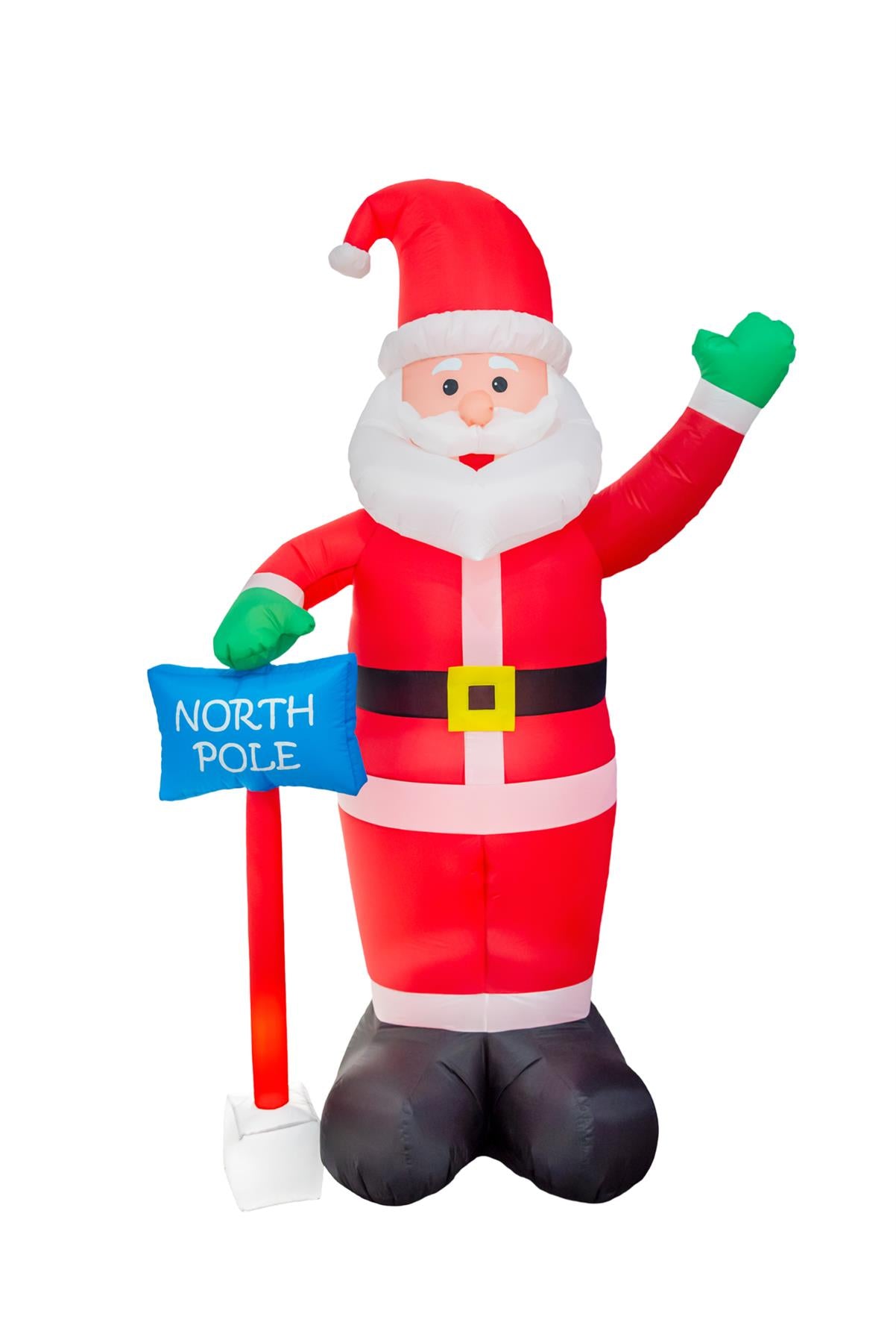 Pre Lit Mains Powered Auto Inflatable North Pole Santa With 4 White Led Lights 1.8M