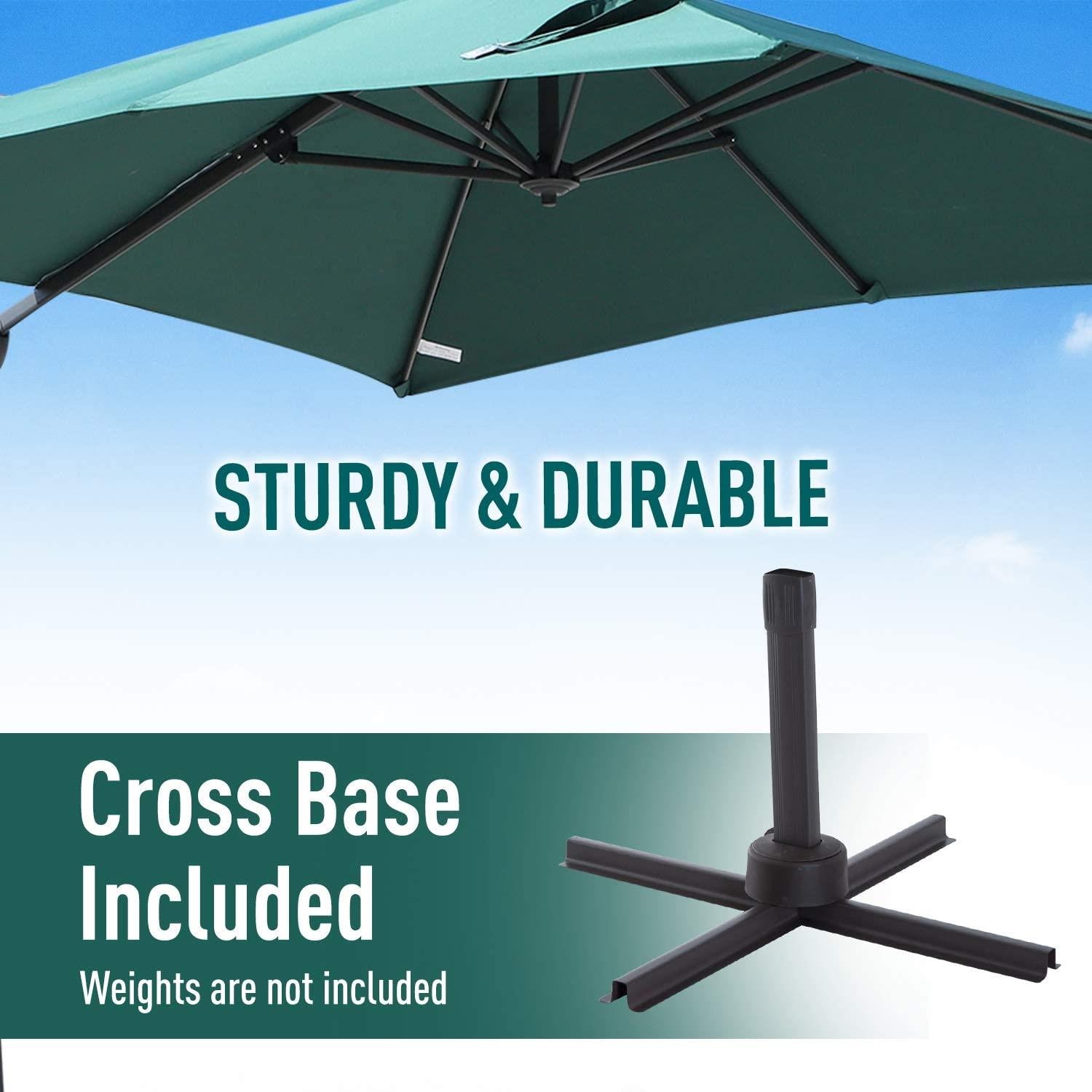 3m Patio Offset Parasol Double Top Square Cantilever Umbrella 360° Rotation Green