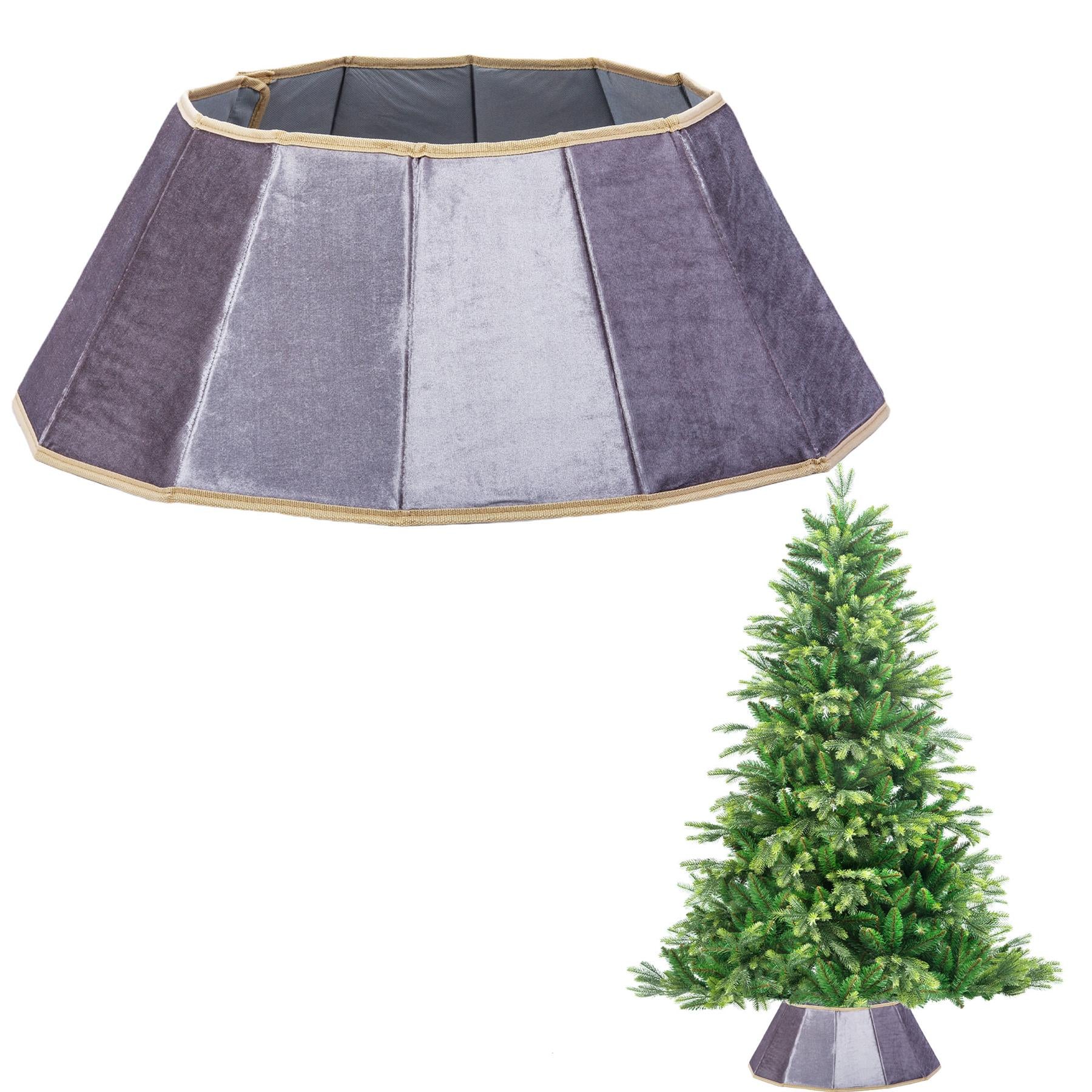 Silver Diomand Shape Christmas Collar Fabric - Size: Bottom Dia 26.8Inch, Top Dia 17.3Inch,Height 9.8Inch