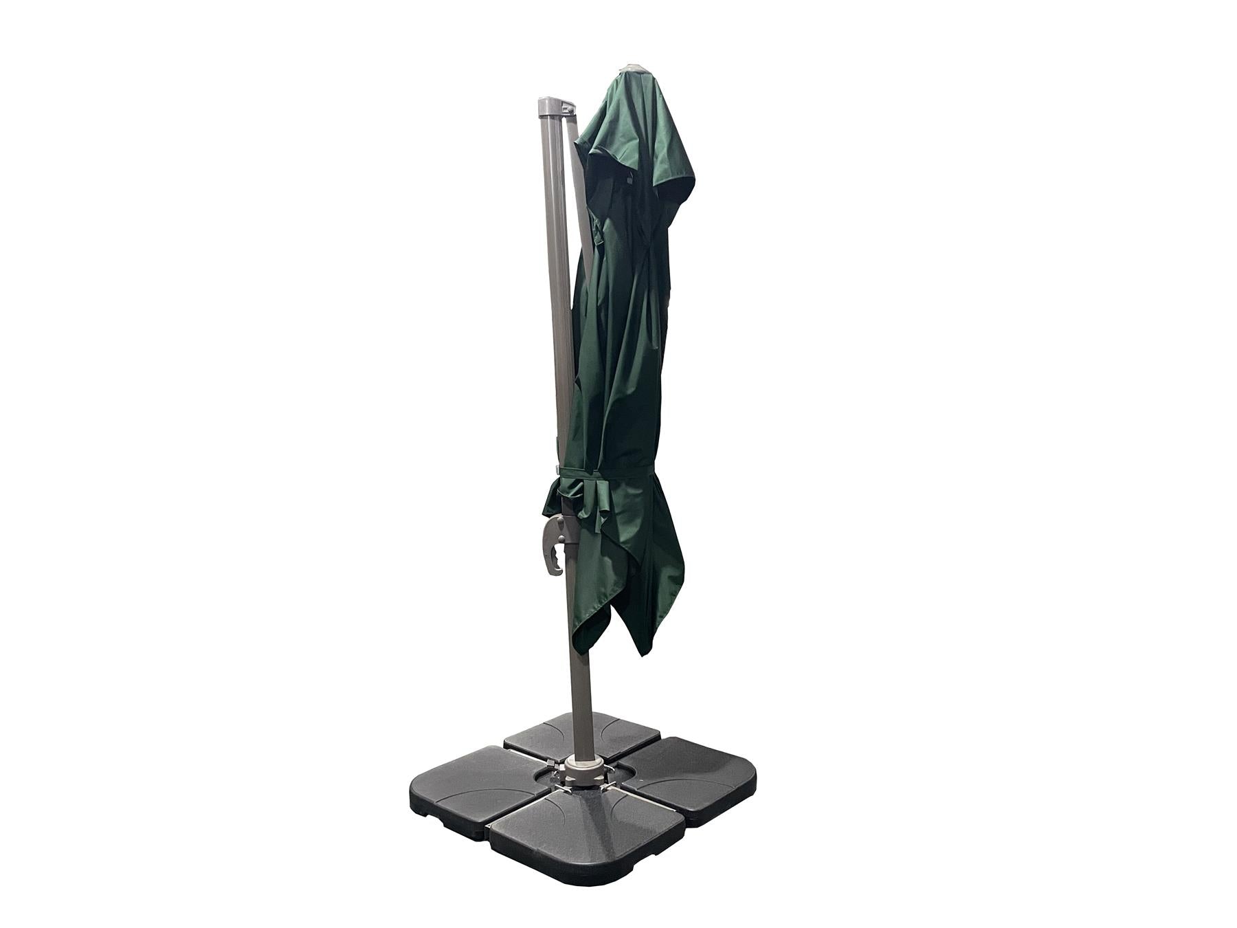 3m Patio Offset Parasol Double Top Square Cantilever Umbrella 360° Rotation Green