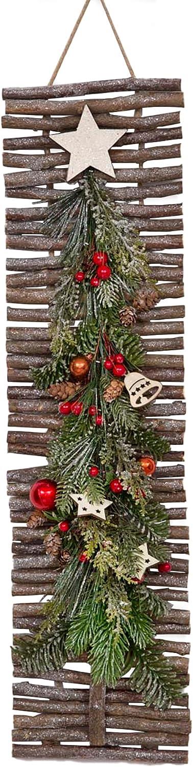 Twig Wall Hanging Christmas Tree Decoration - W16Xh60Cm
