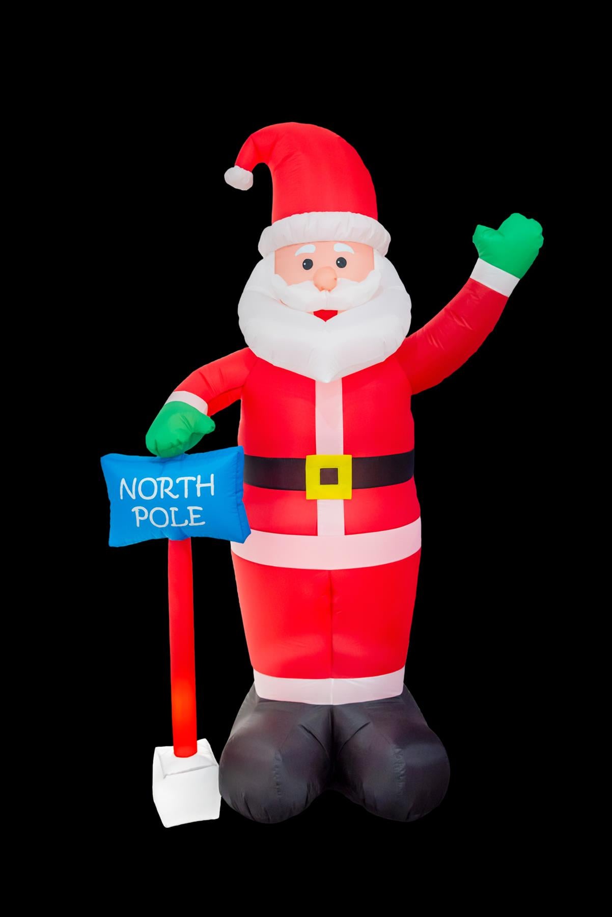 Pre Lit Mains Powered Auto Inflatable North Pole Santa With 4 White Led Lights 1.8M