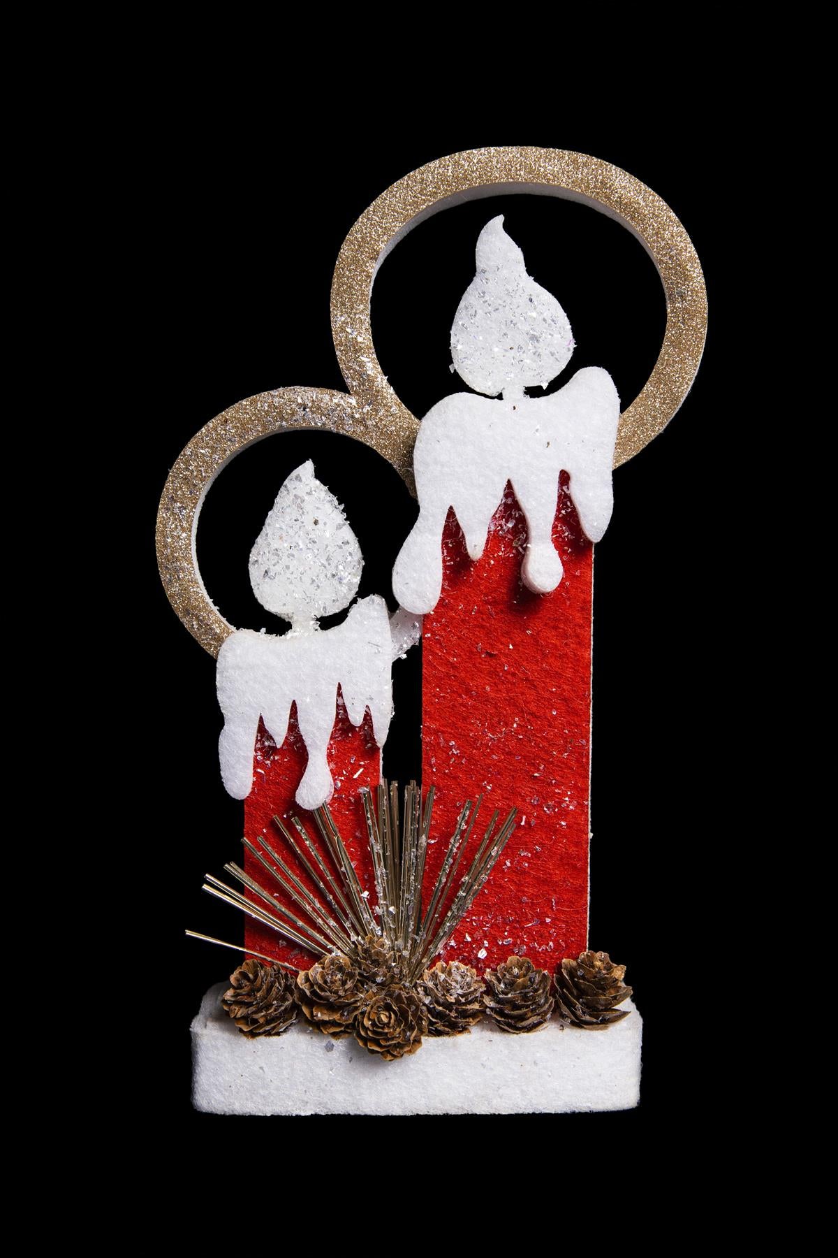 B/O Led Silver Foam Twin Candle-31Cm, 2 Leds